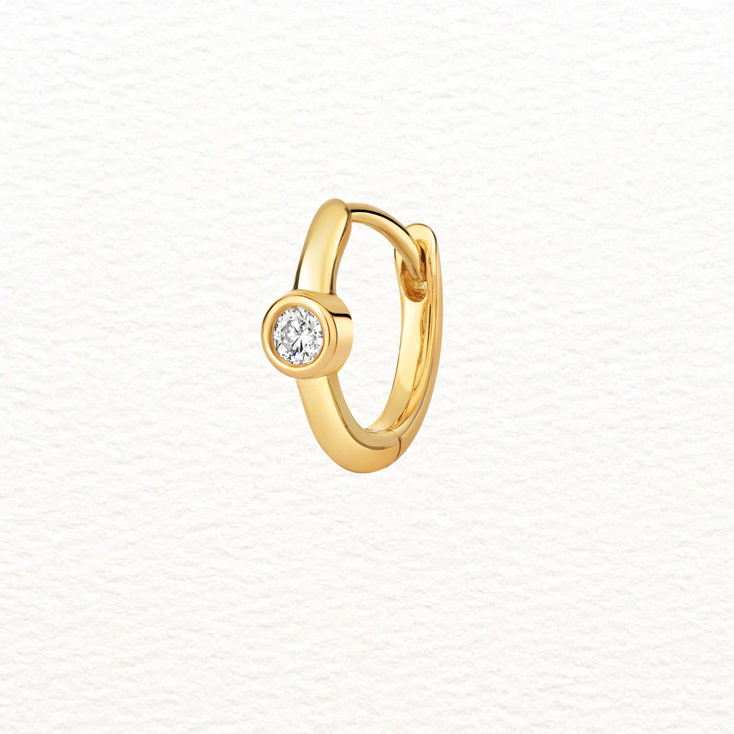 18K Gold and Diamond Rubover Huggie Earring