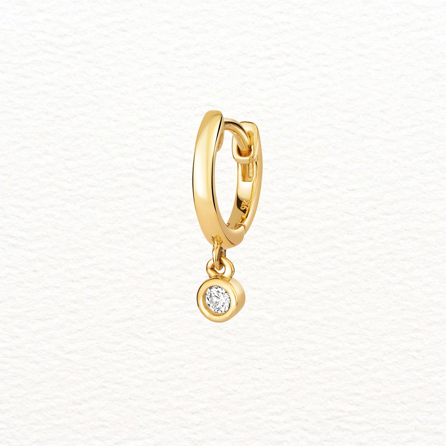 18K Gold and Diamond Huggie Earring with Dangle