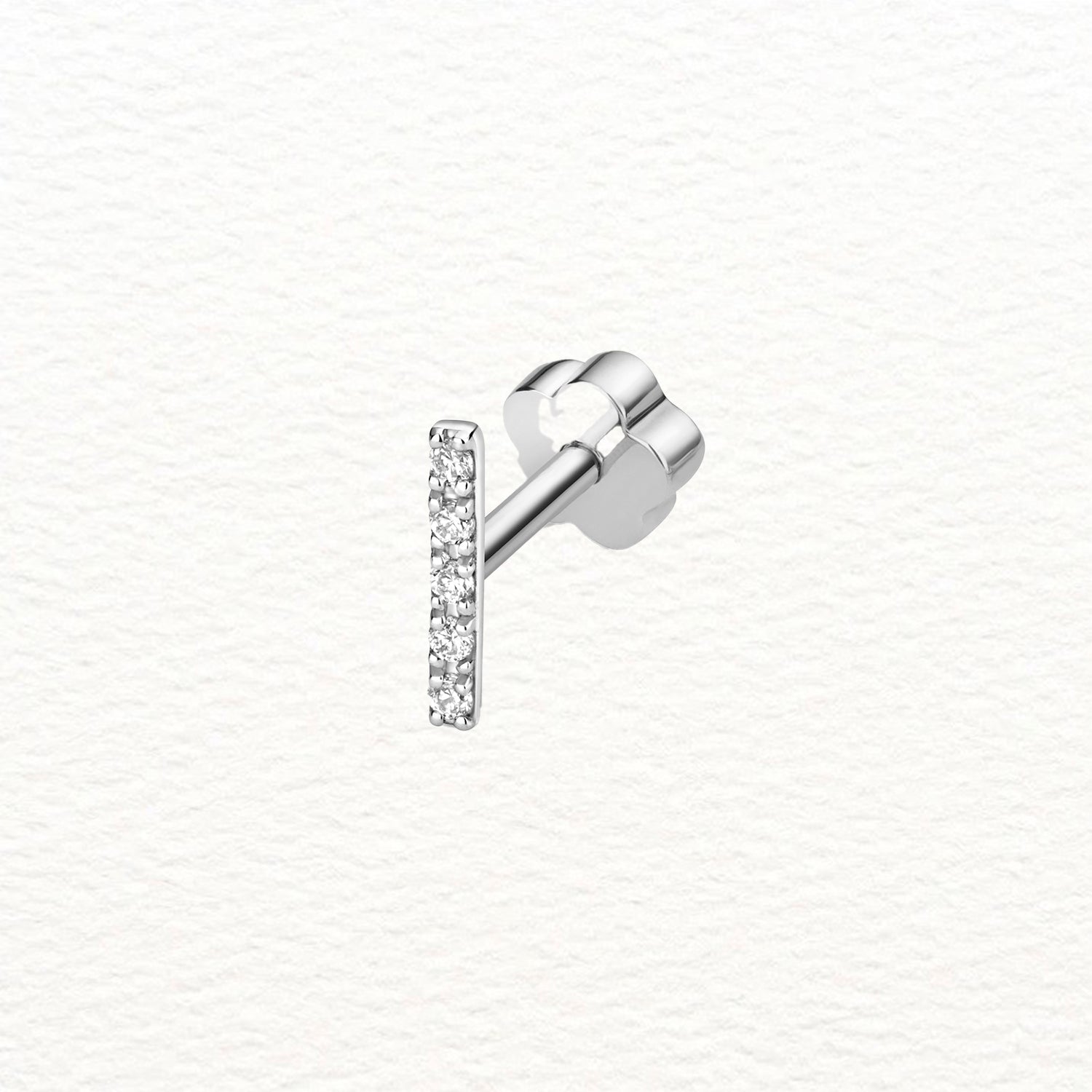 18K Gold and Diamond Bar Cartilage Stud Earring