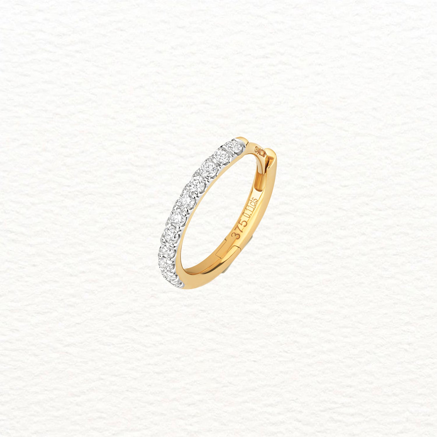 18K Gold and Diamond Single Row Hoop Earring