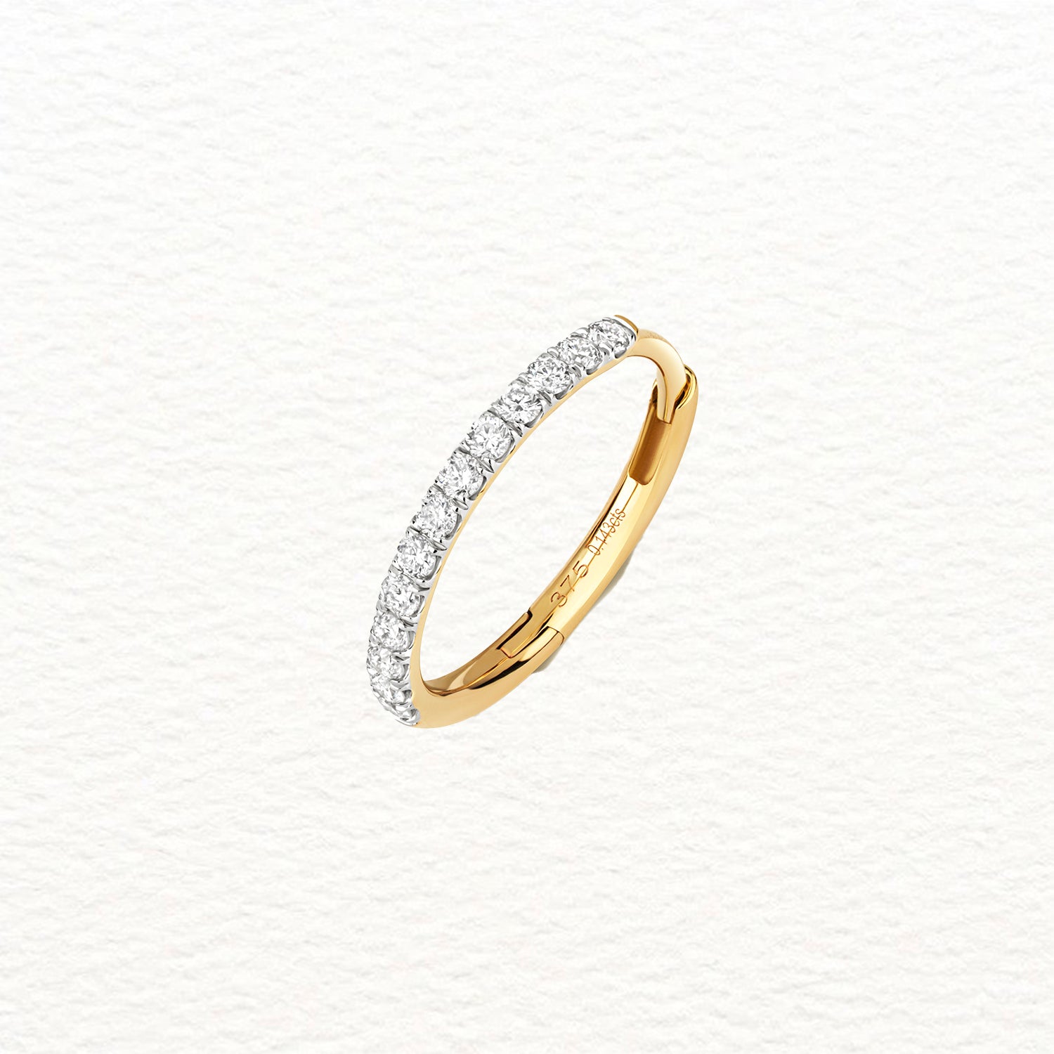 18K Gold and Diamond Single Row Hoop Earring