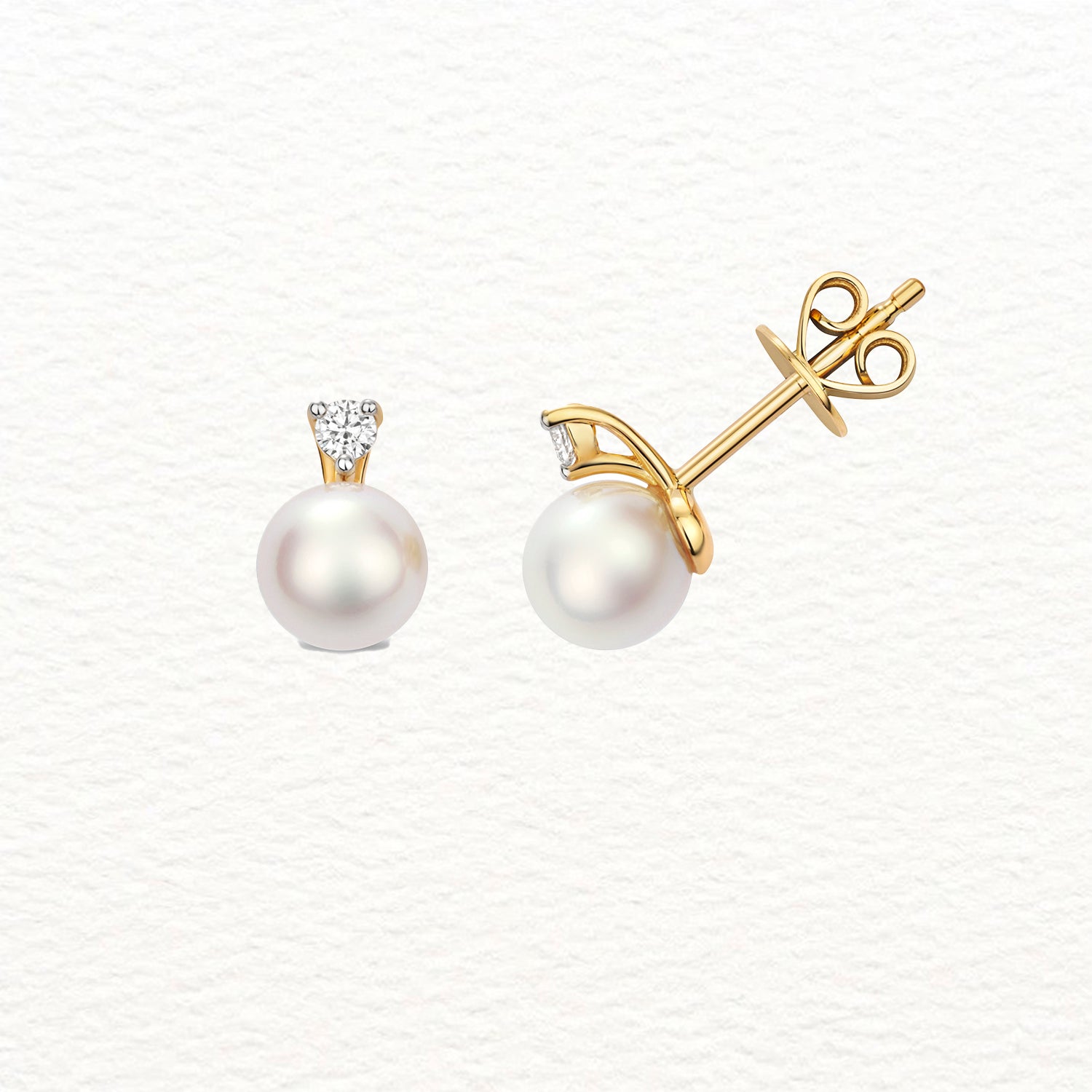 18K Gold, Diamond, and Akoya Pearl Drop Stud Earring