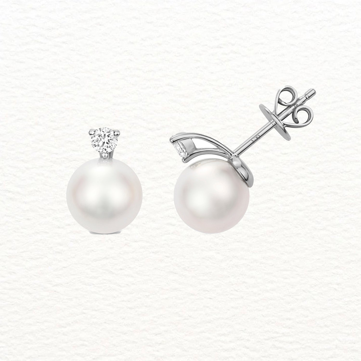 18K Gold, Diamond, and Akoya Pearl Drop Stud Earring