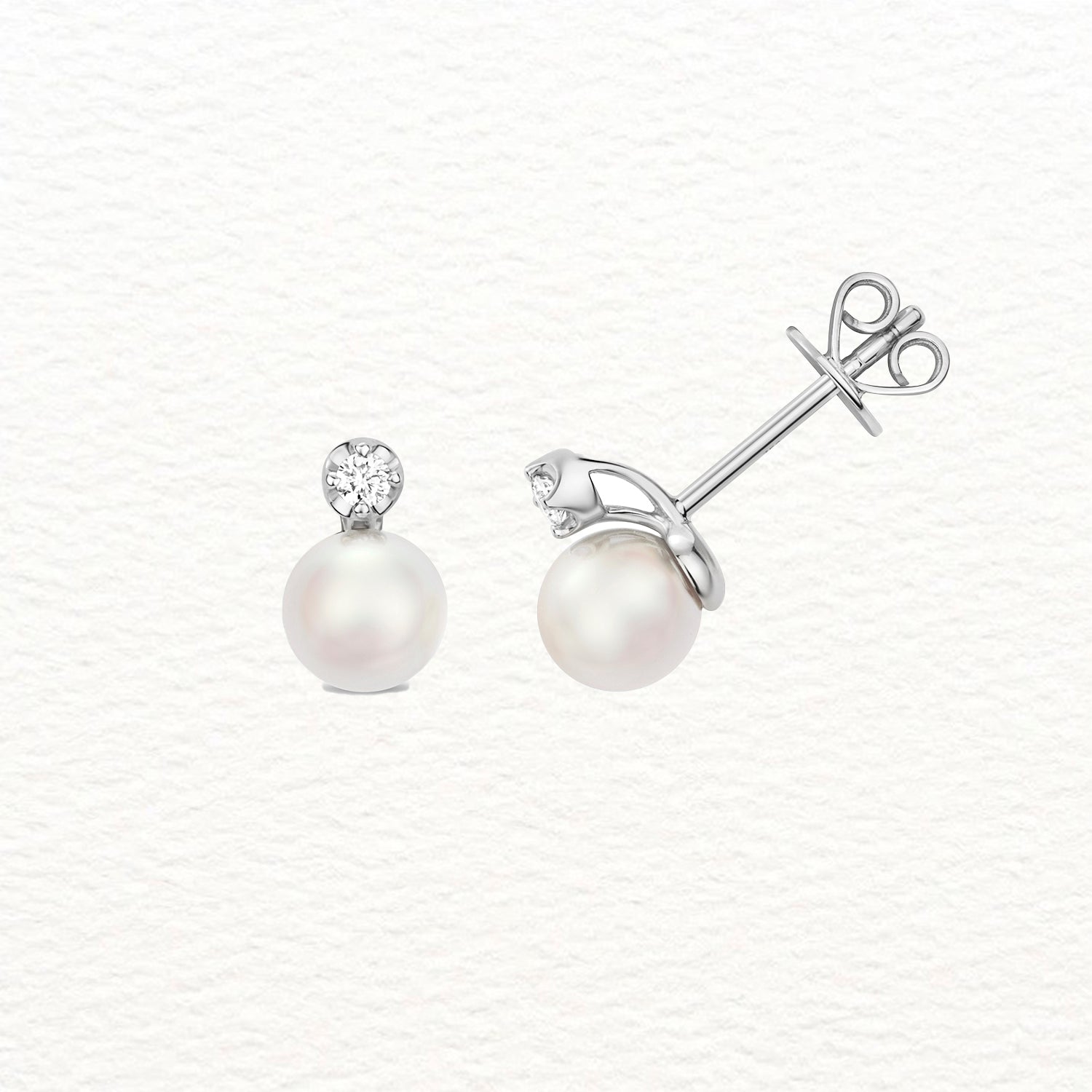 18K Gold, Diamond, and Akoya Pearl Drop Earring