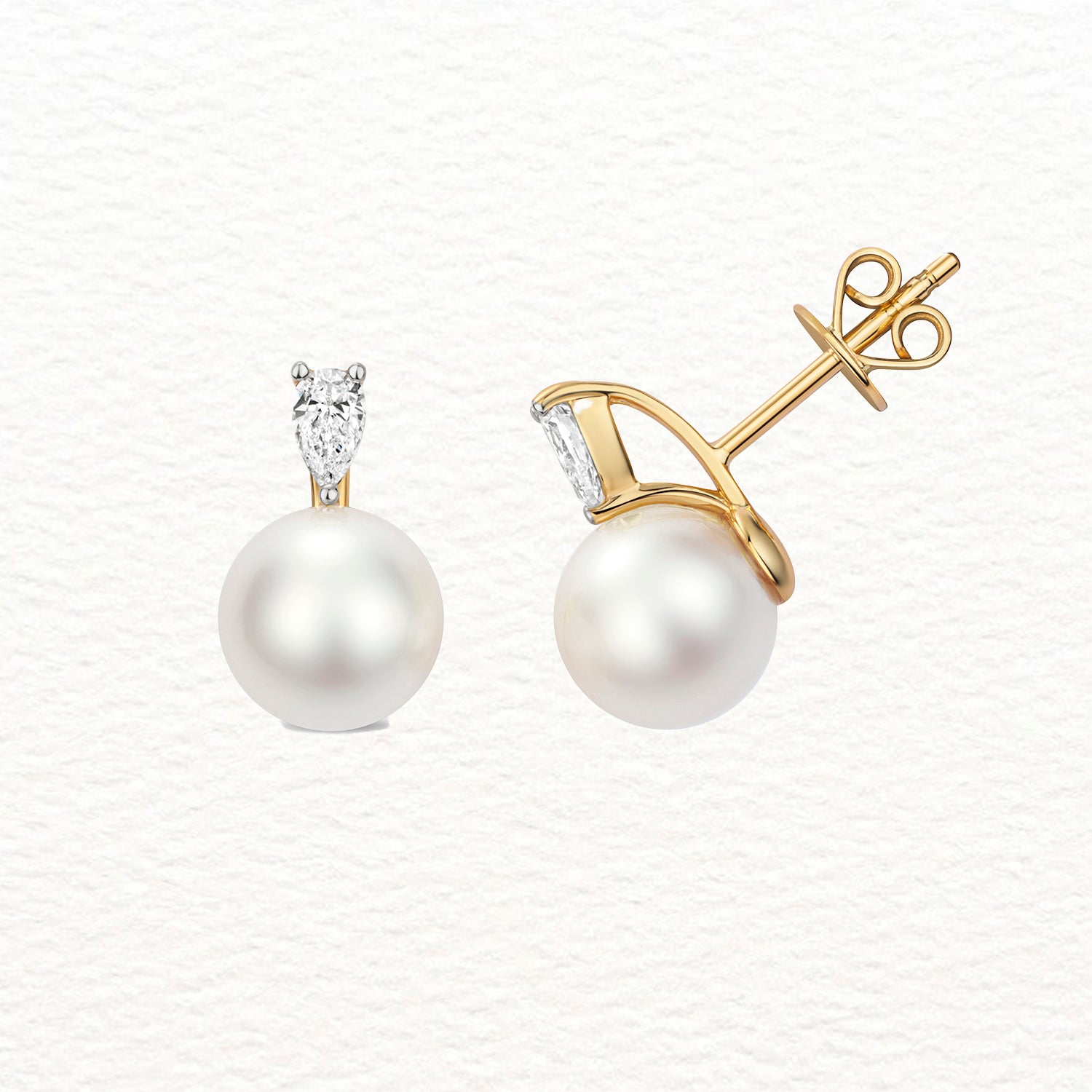 18K Gold, Diamond, and Akoya Pearl Pear Drop Earring