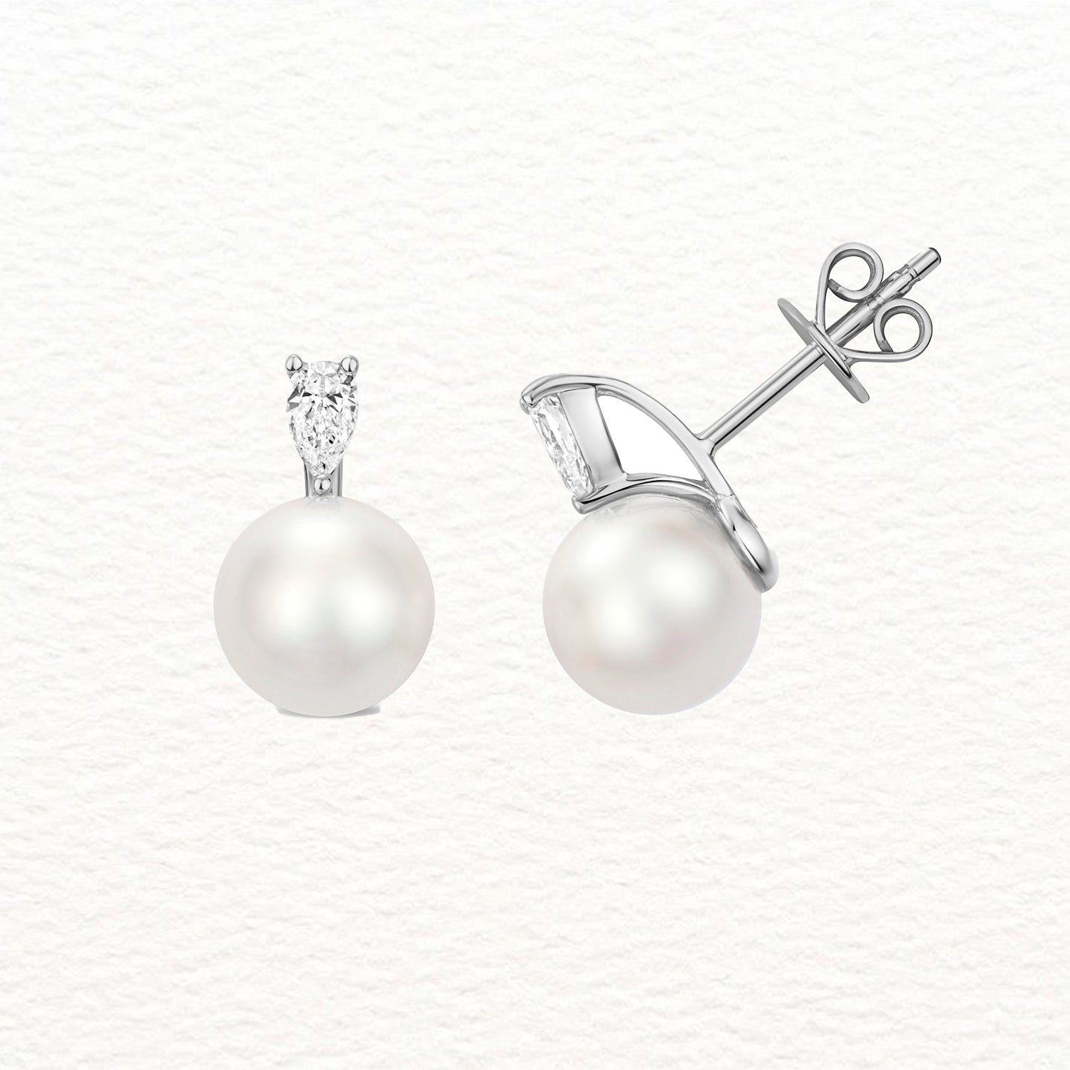 18K Gold, Diamond, and Akoya Pearl Pear Drop Earring