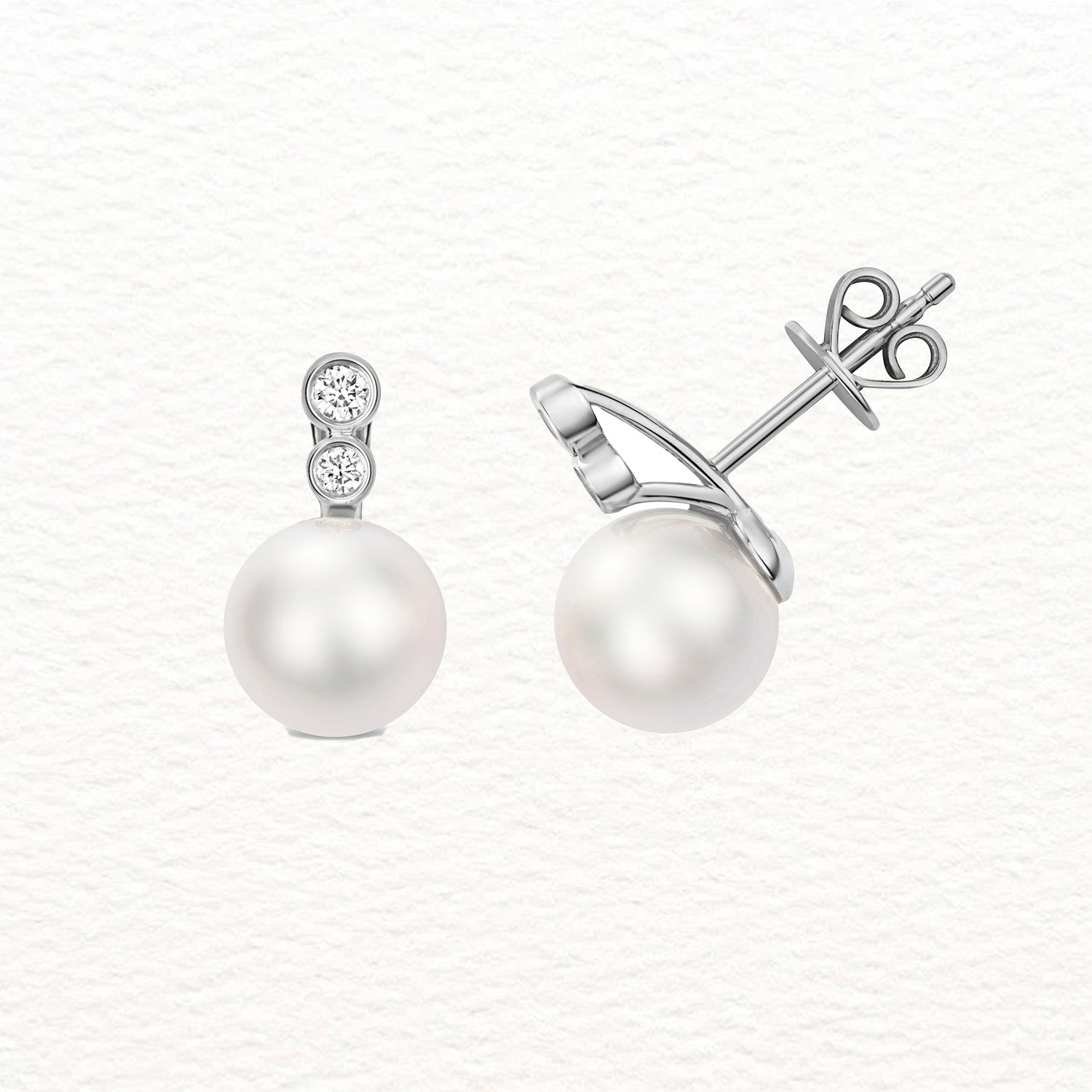 18K Gold, Diamond and Akoya Pearl Double Drop Earring