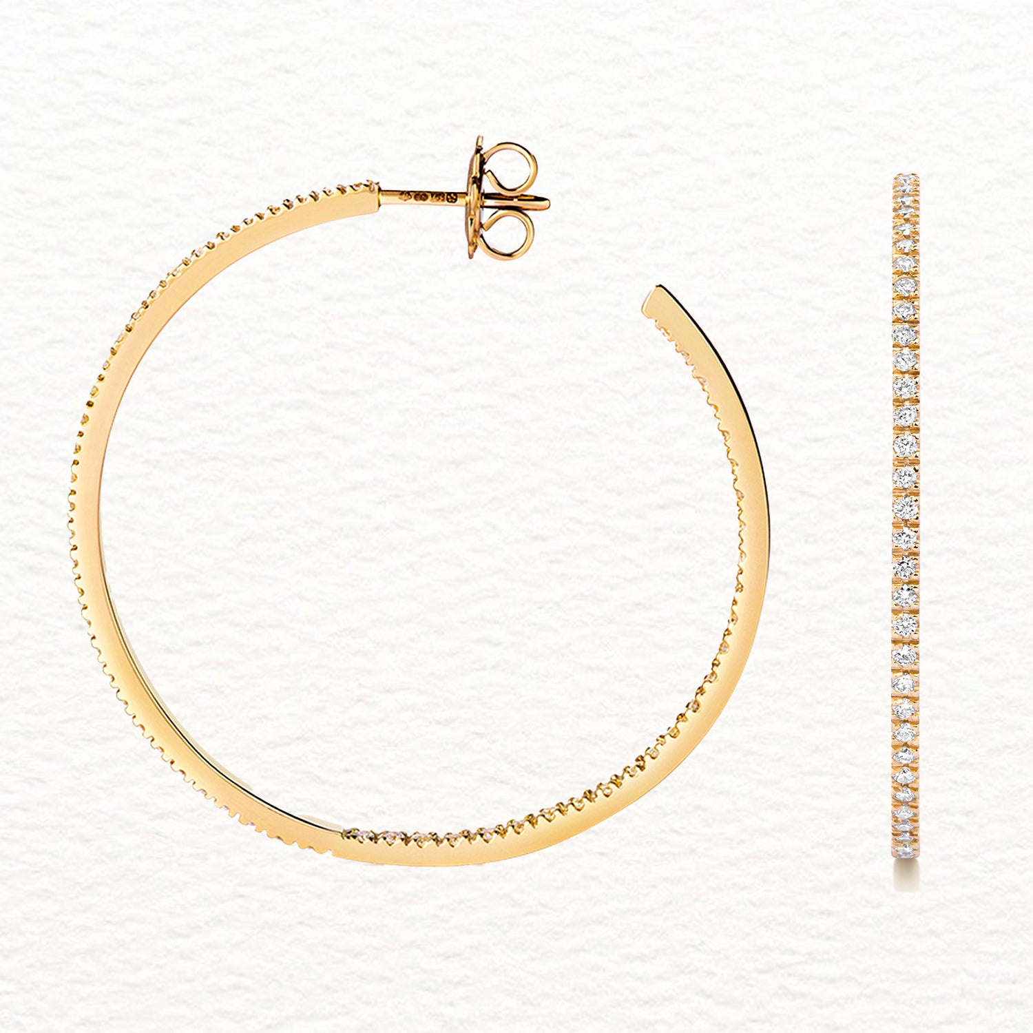 18K Gold and Diamond Large Hoop Earring