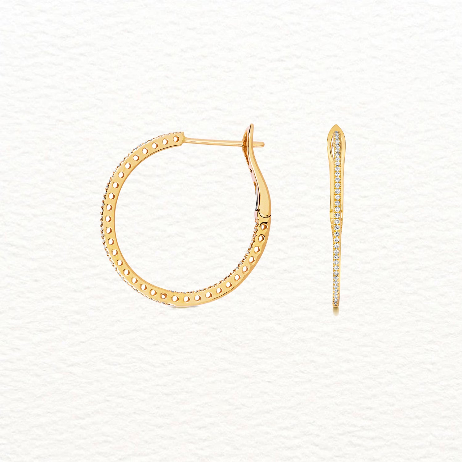 18K Gold and Diamond Hoop Earring