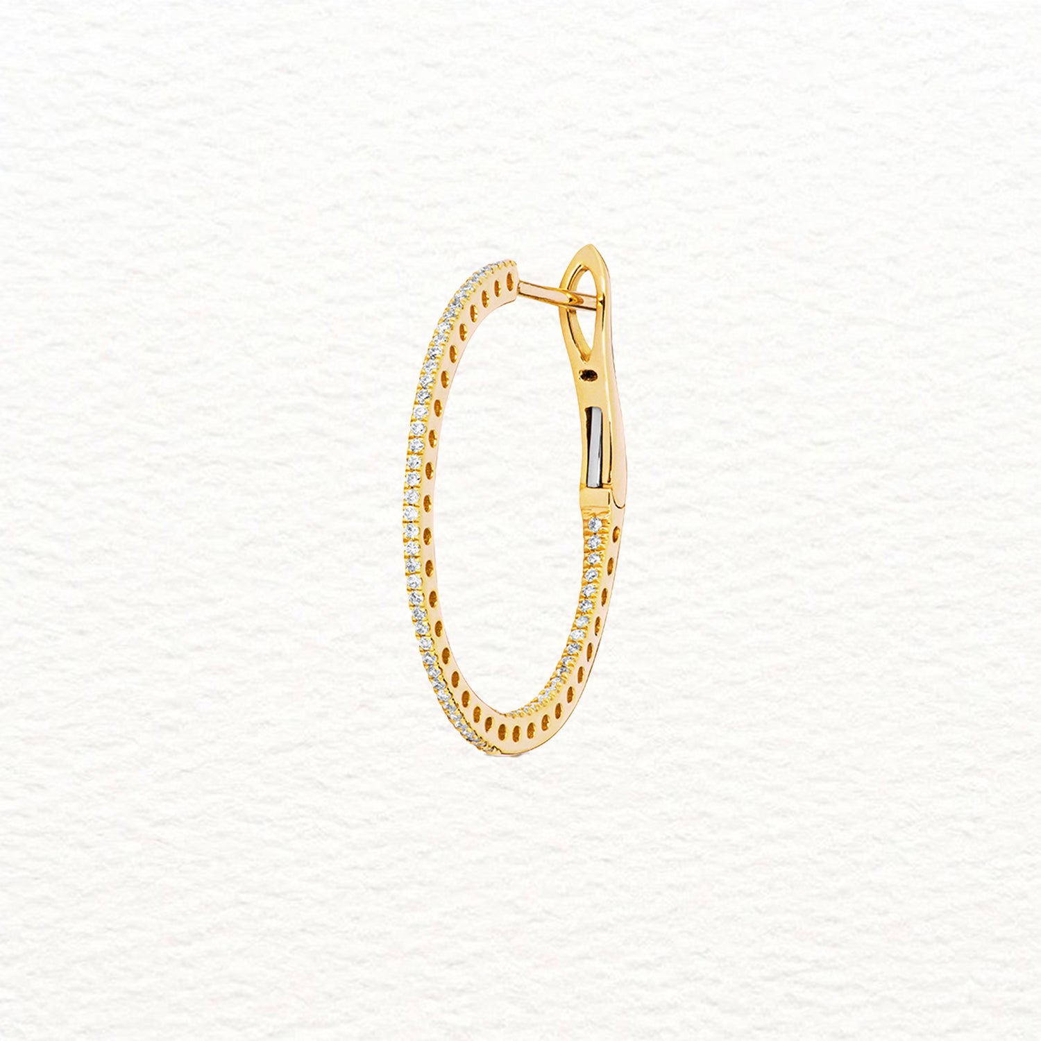 18K Gold and Diamond Hoop Earring