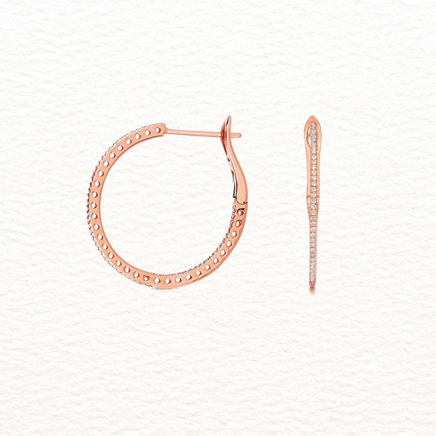 18K Gold and Diamond Hoop Earring