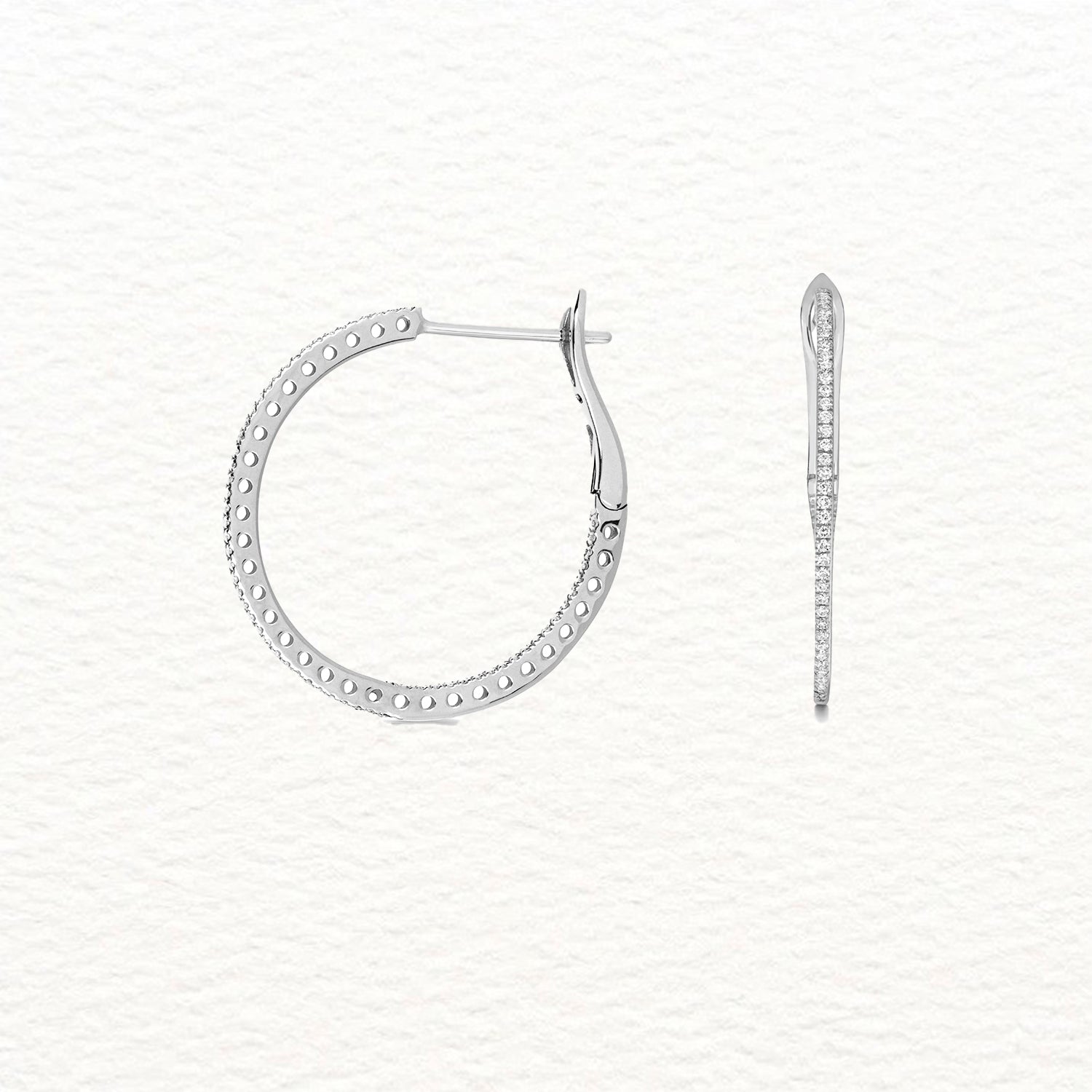 18K Gold and Diamond Hoop Earring