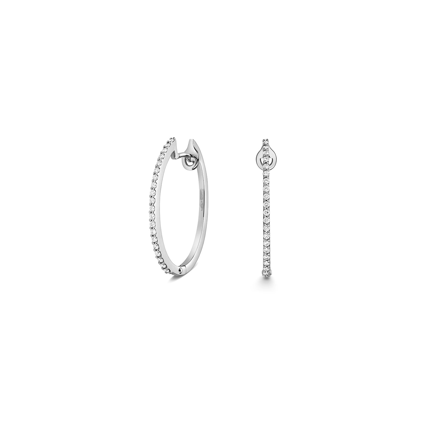 18K Gold and Diamond Oval Hoop Earrings