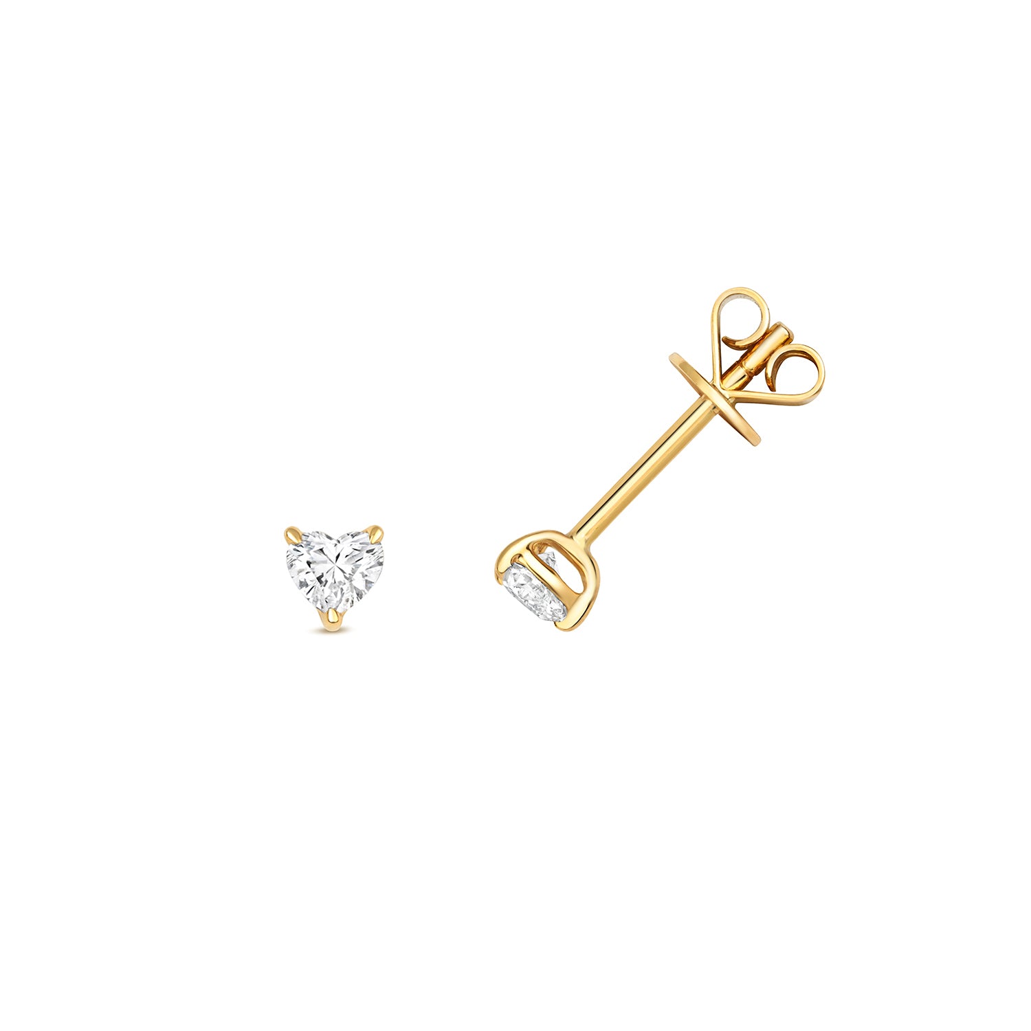 18K Gold and Diamond Heart Solitaire Stud Earring