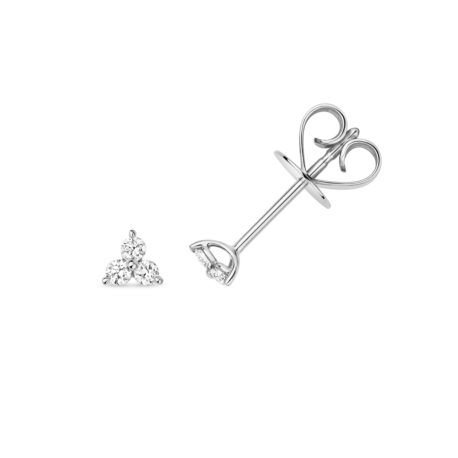 18K Gold and Diamond 3-Stone Stud Earring