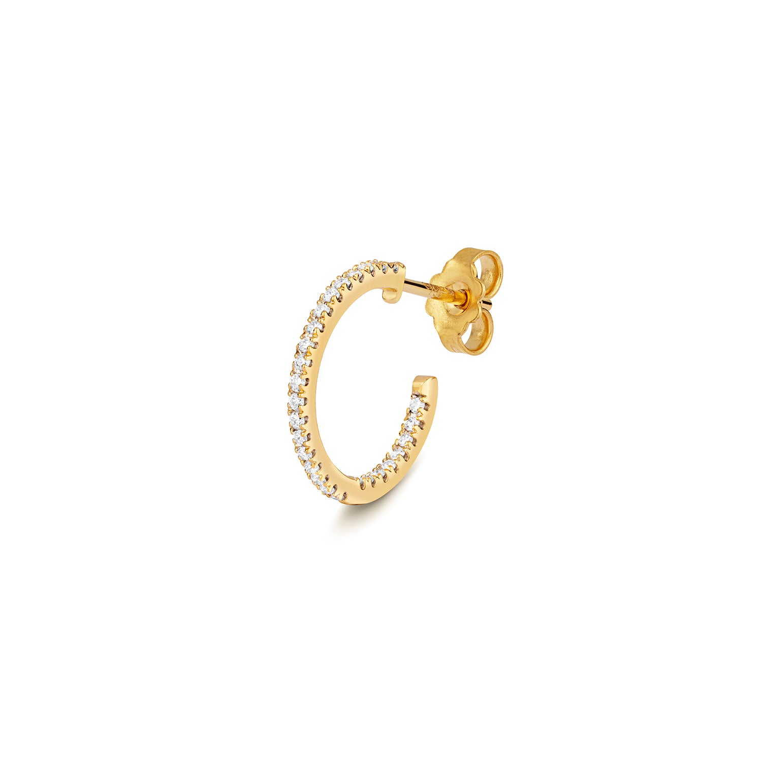 18K Gold and Diamond 3/4 Hoop Earring