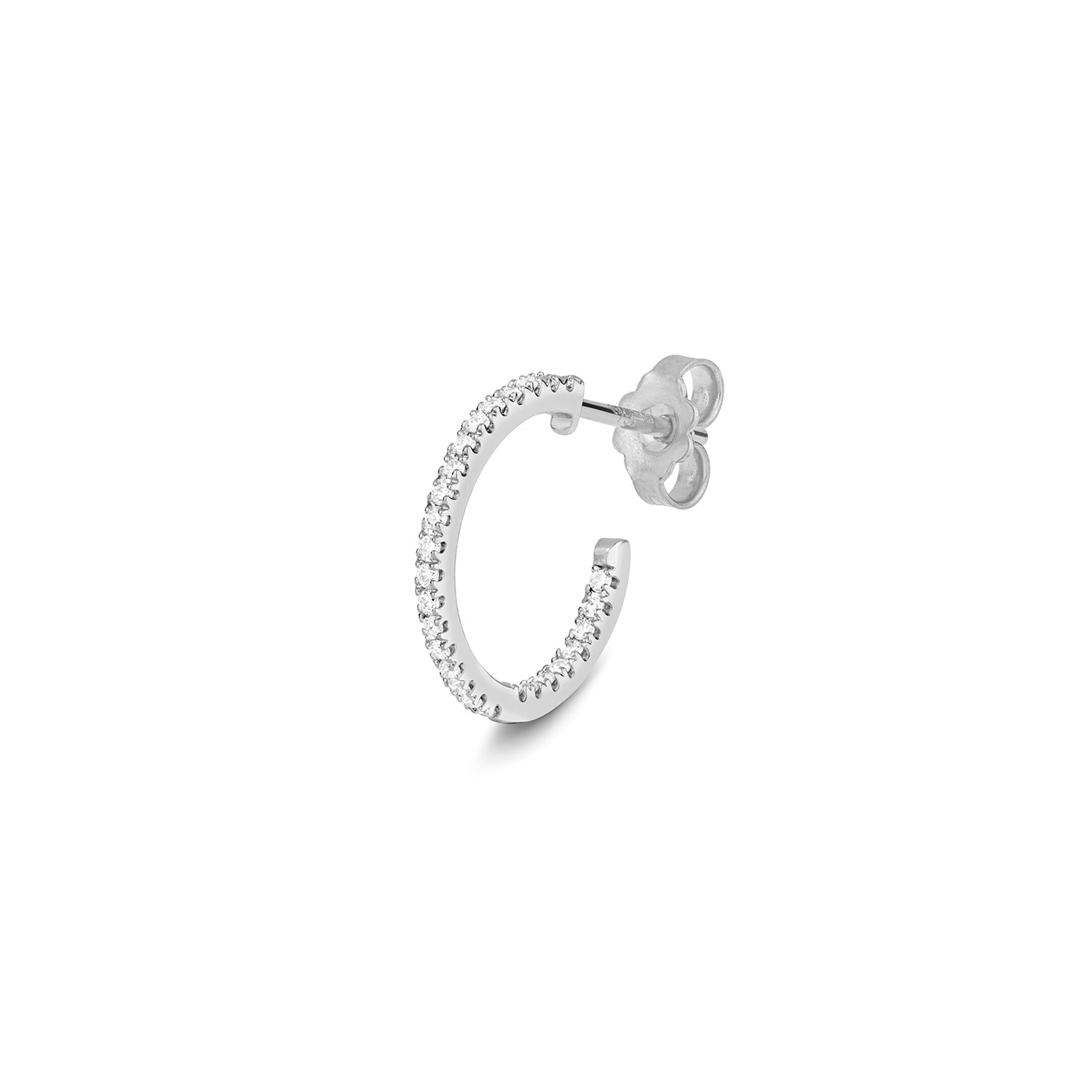 18K Gold and Diamond 3/4 Hoop Earring