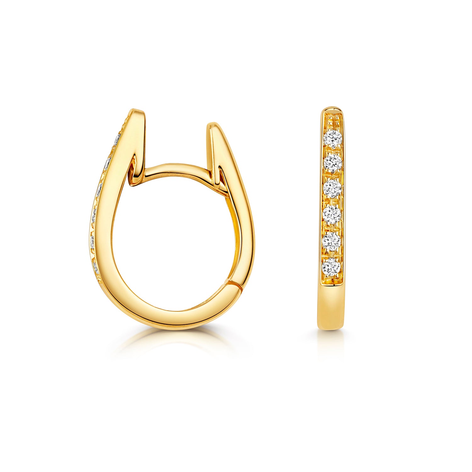 18K Gold and Diamond Oval Hoop Earring