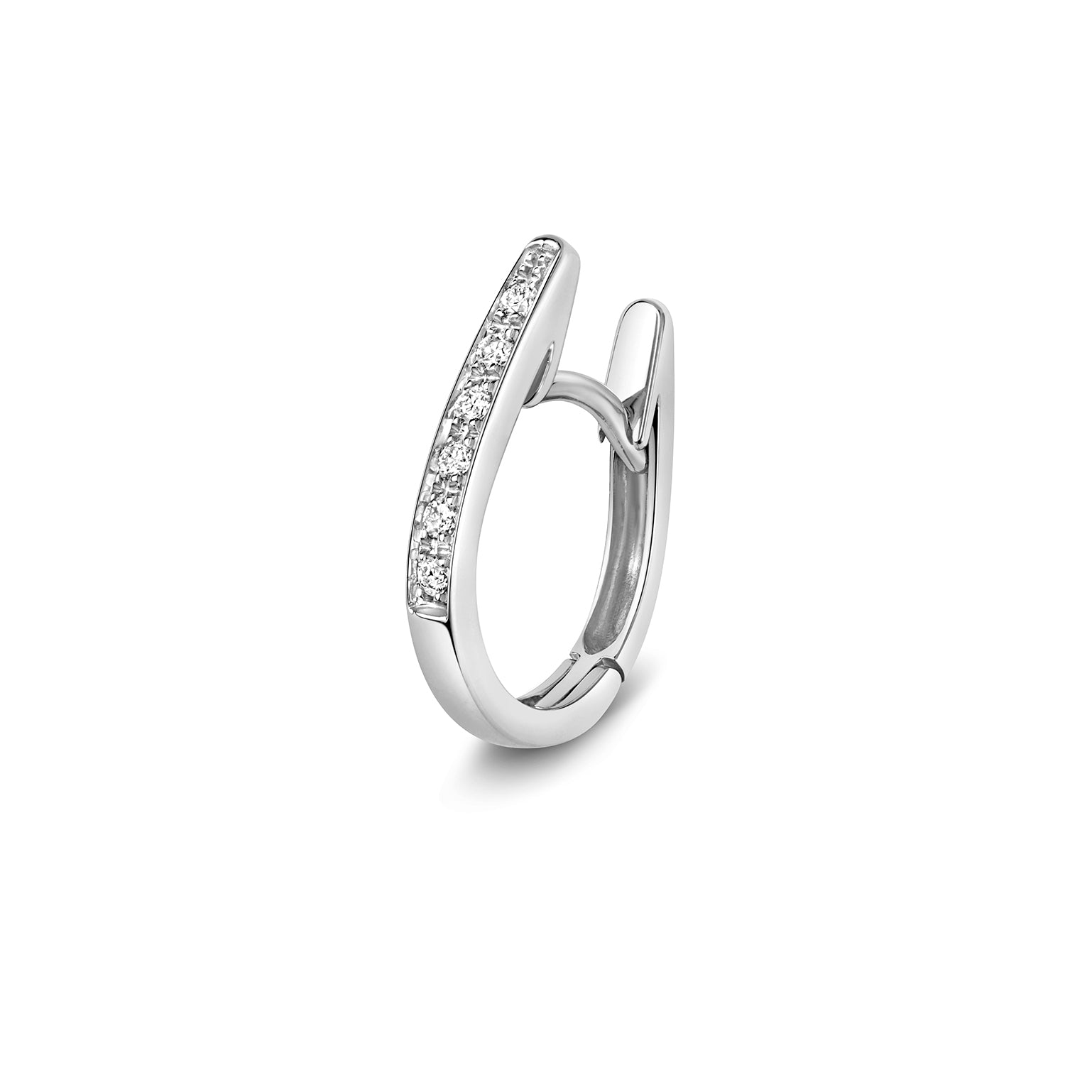 18K Gold and Diamond Oval Hoop Earring