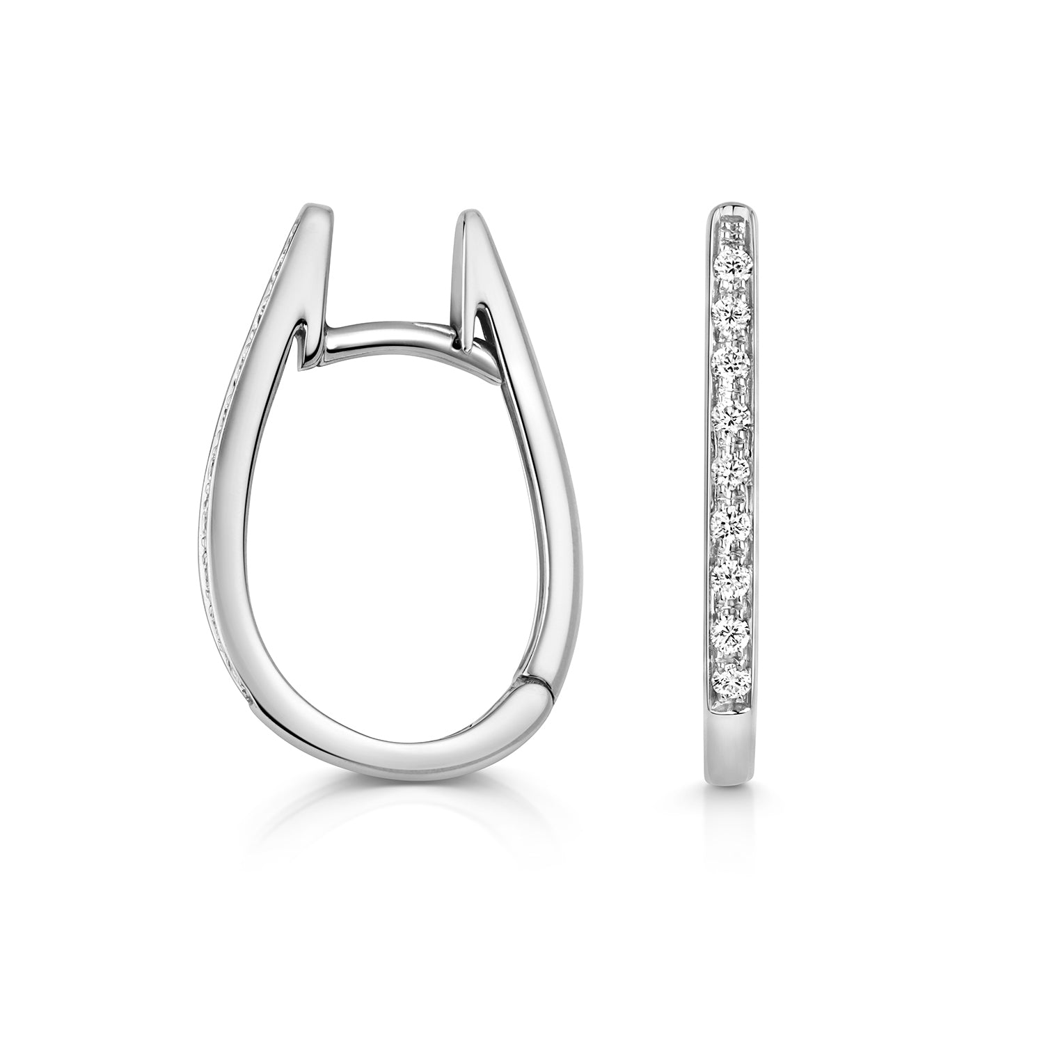 18K Gold and Diamond Oval Hoop Earring