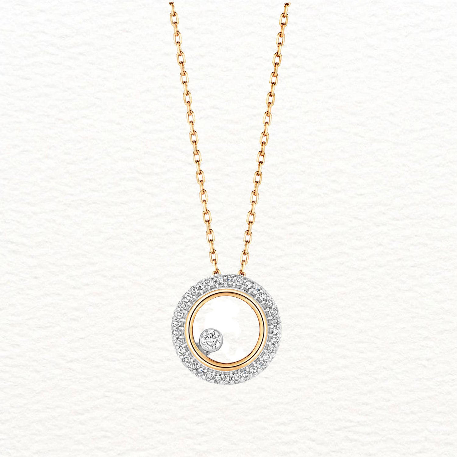18K Gold and Diamond Torus Pendant Necklace
