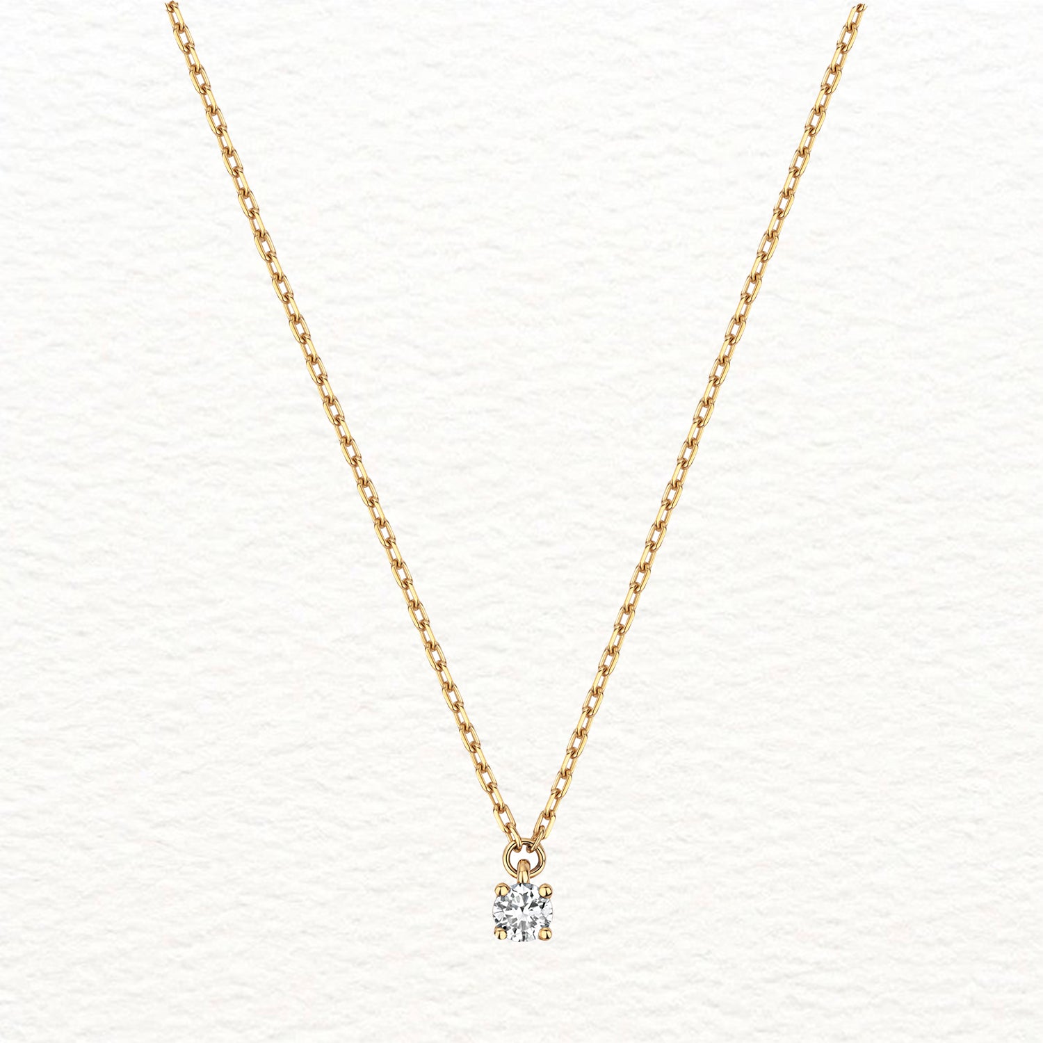 18K Gold and Solitaire Diamond Necklace