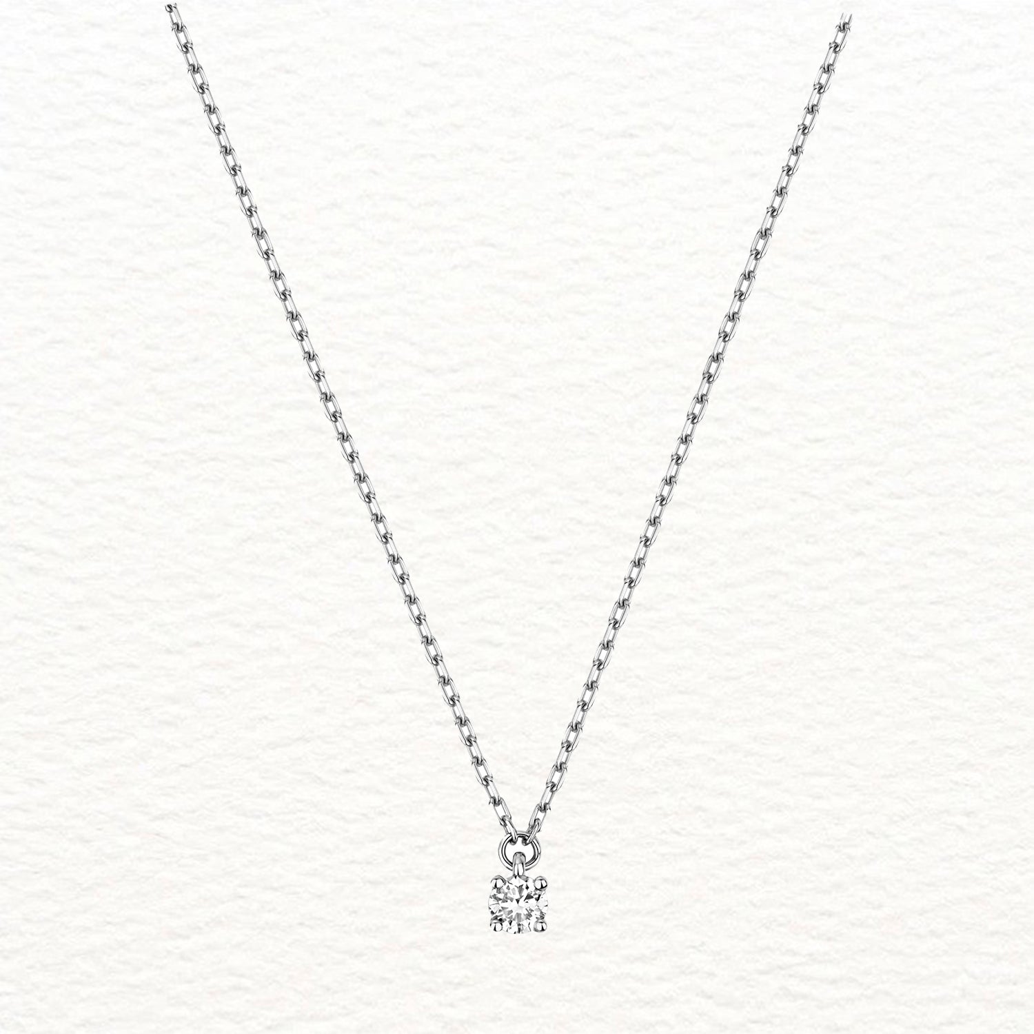 18K Gold and Solitaire Diamond Necklace