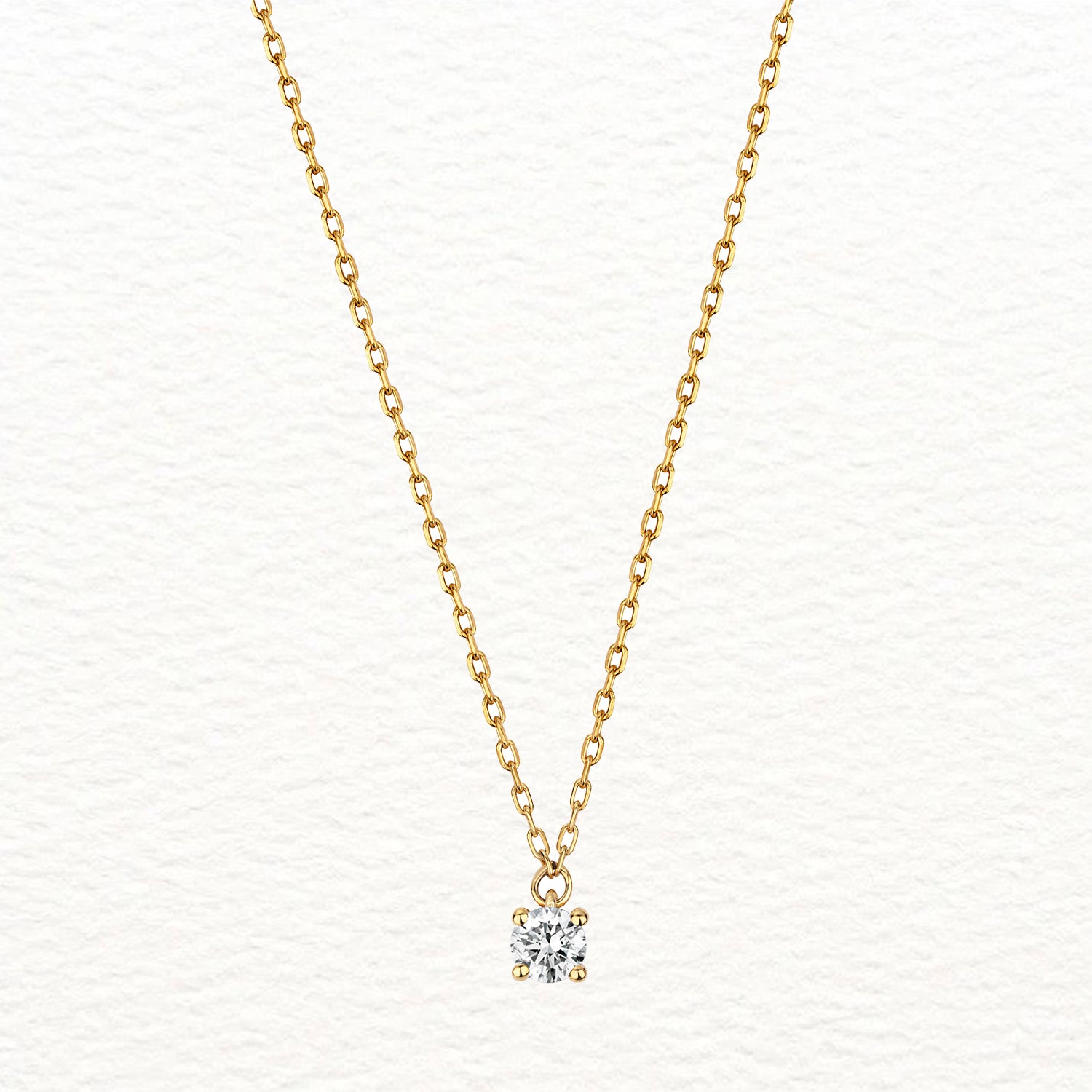 18K Gold and Solitaire Diamond Necklace