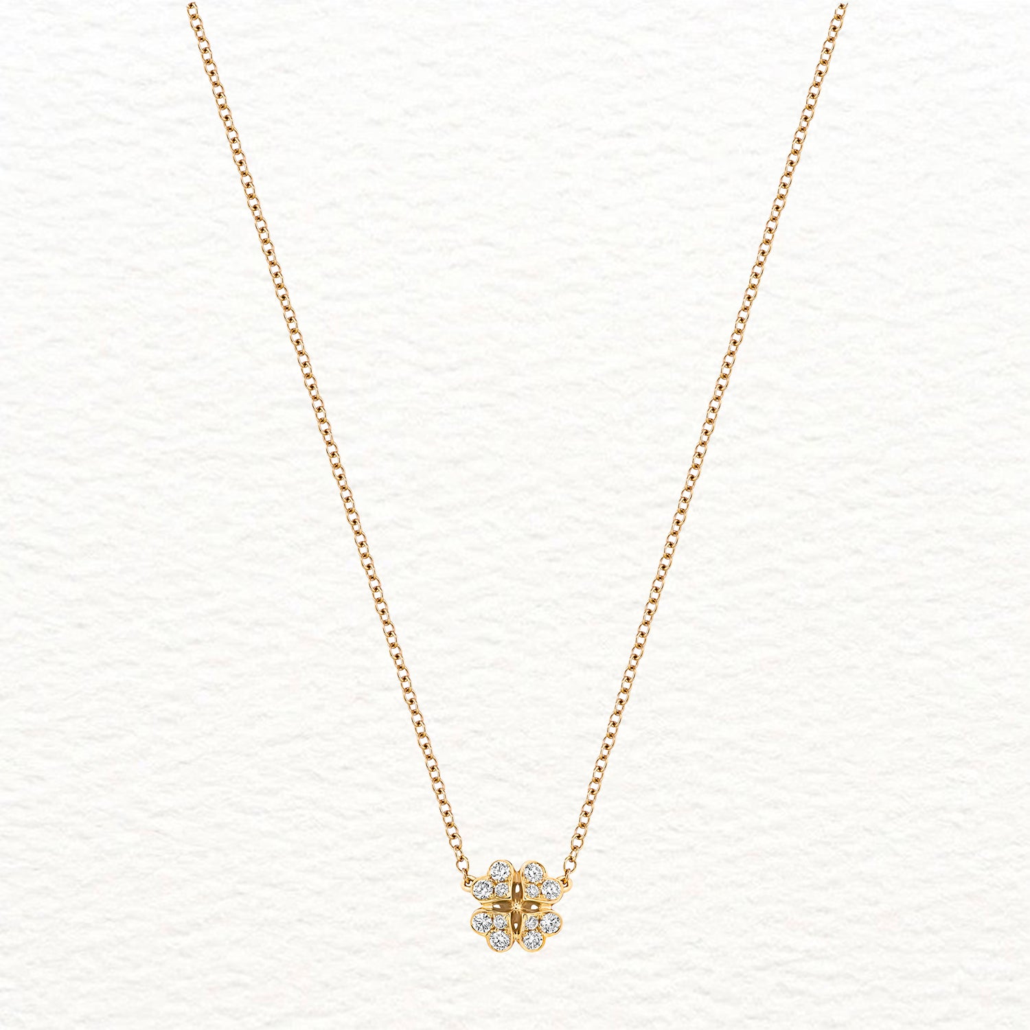 18K Gold and Diamond Clover Necklace