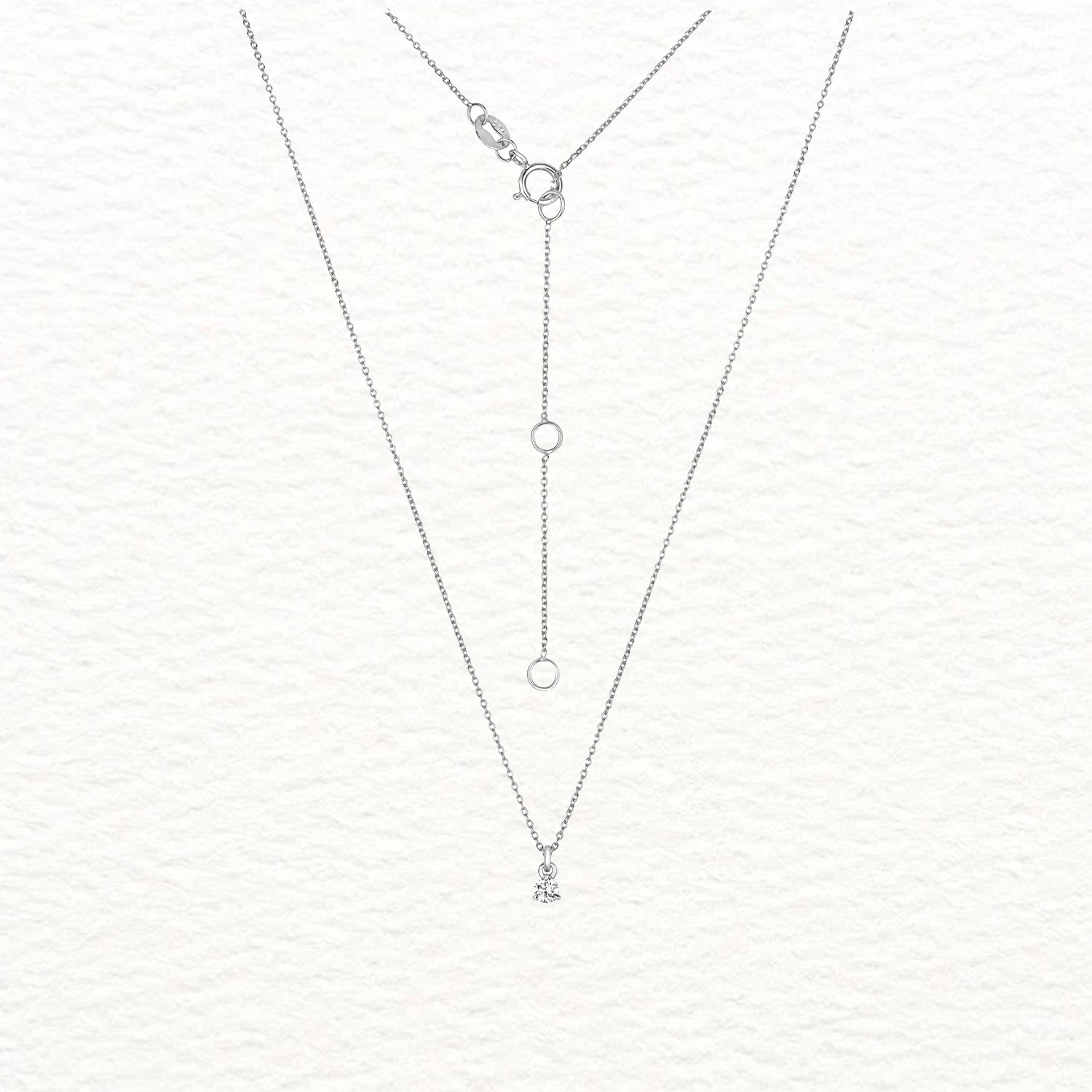 18K Gold and Solitaire 3-Claw Diamond Necklace