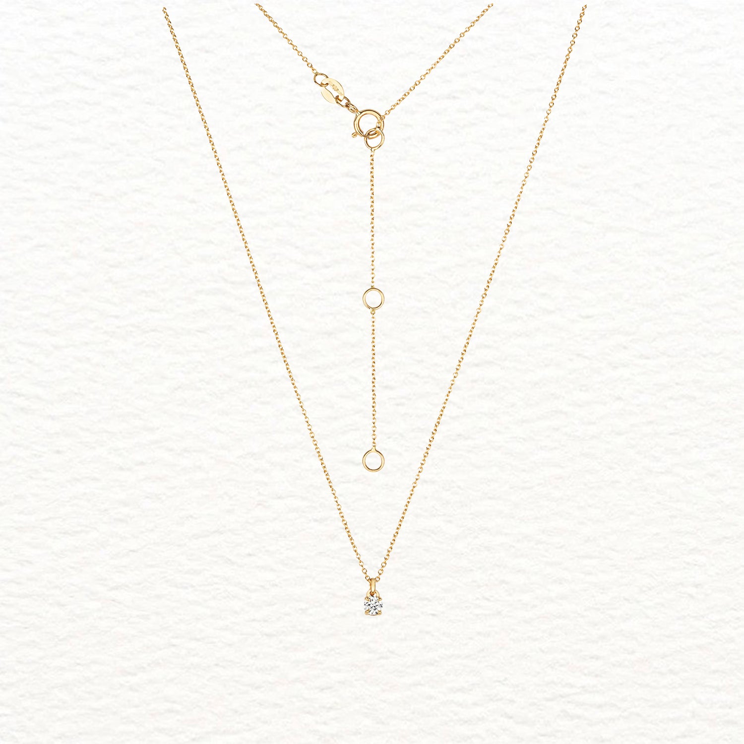 18K Gold and Solitaire 4-Claw Diamond Necklace