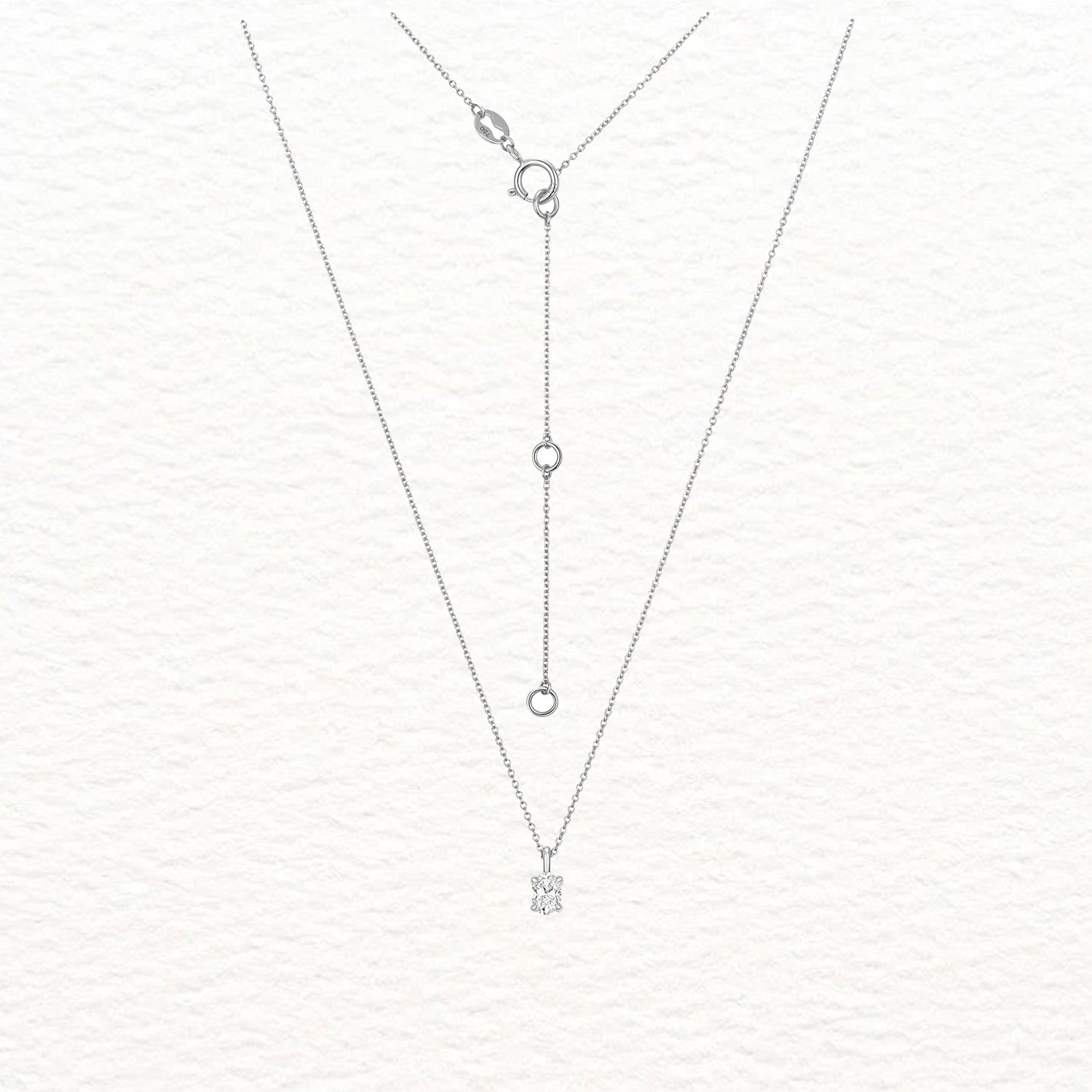 18K Gold and Diamond Oval Solitaire Necklace