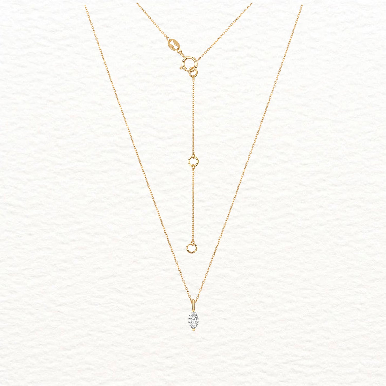 18K Gold and Diamond Marquise Solitaire Necklace