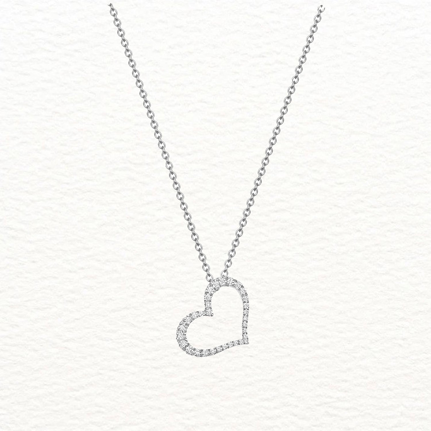 18K Gold and Diamond Tapered Heart Necklace