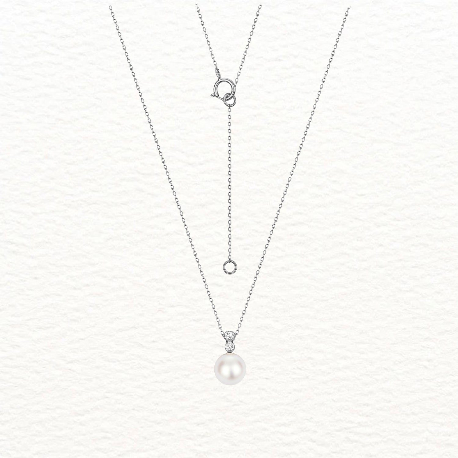18K Gold, Akoya Pearl, and Double Diamond Necklace
