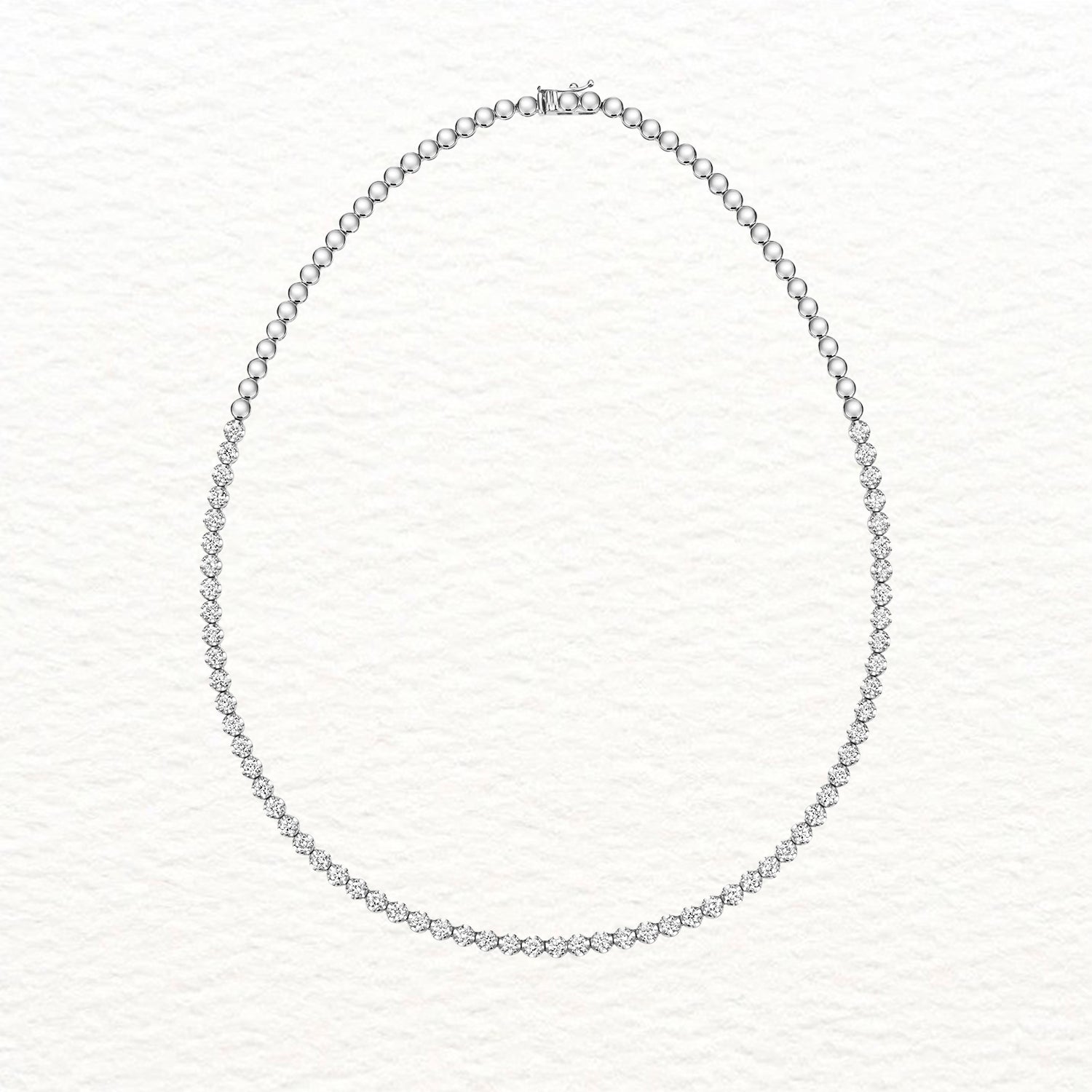 18K Gold and Diamond Beaded Tennis Necklace