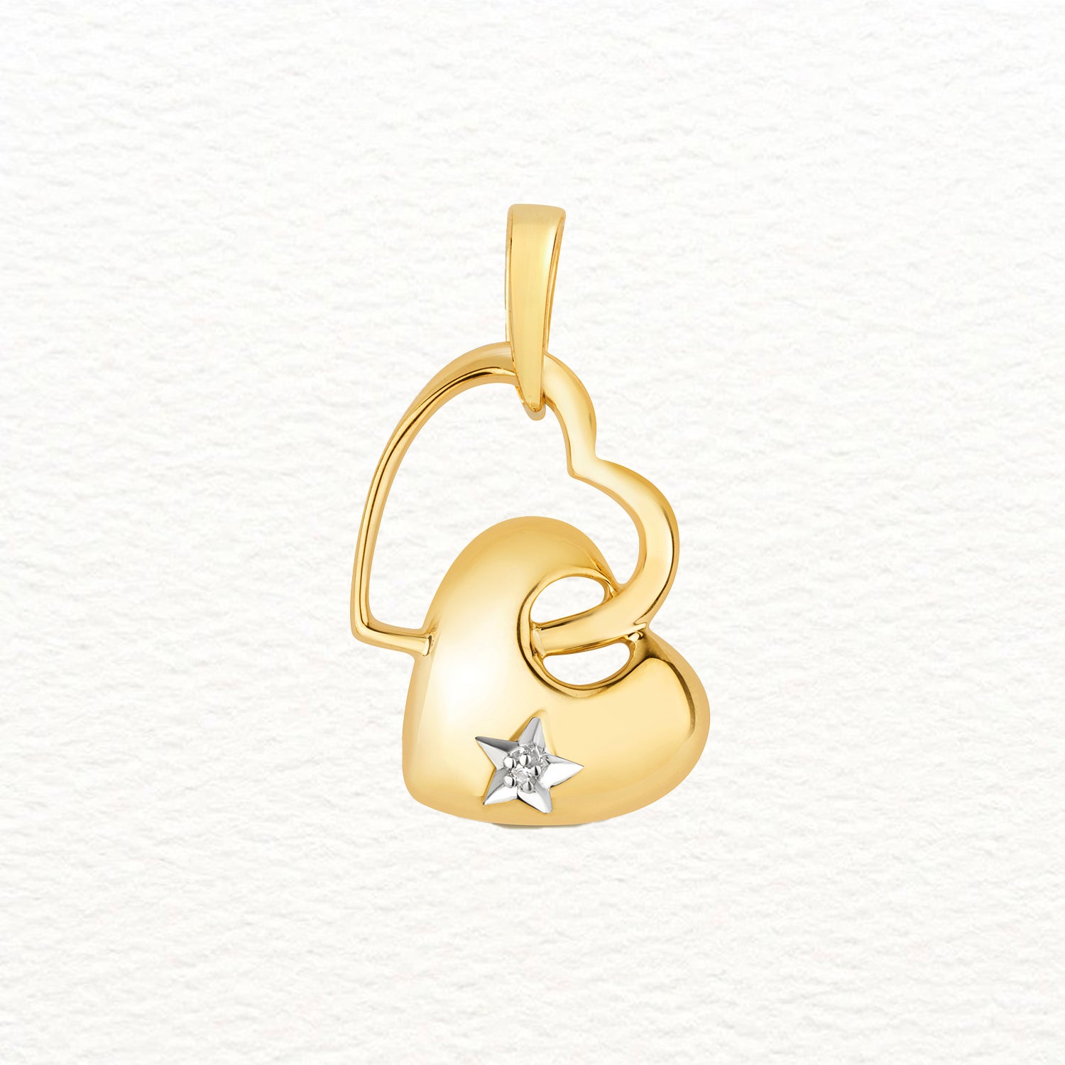 18K Gold and Diamond Dangle Heart Pendant