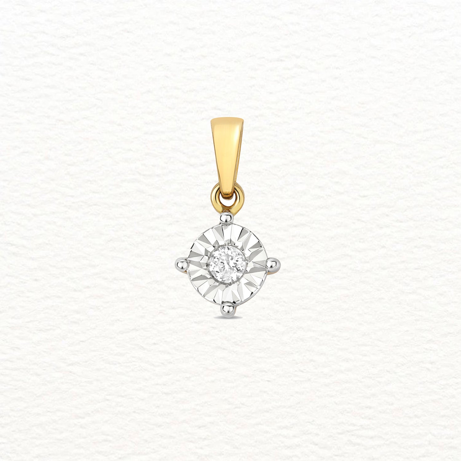 18K Gold and Diamond Illusion Plate Pendant