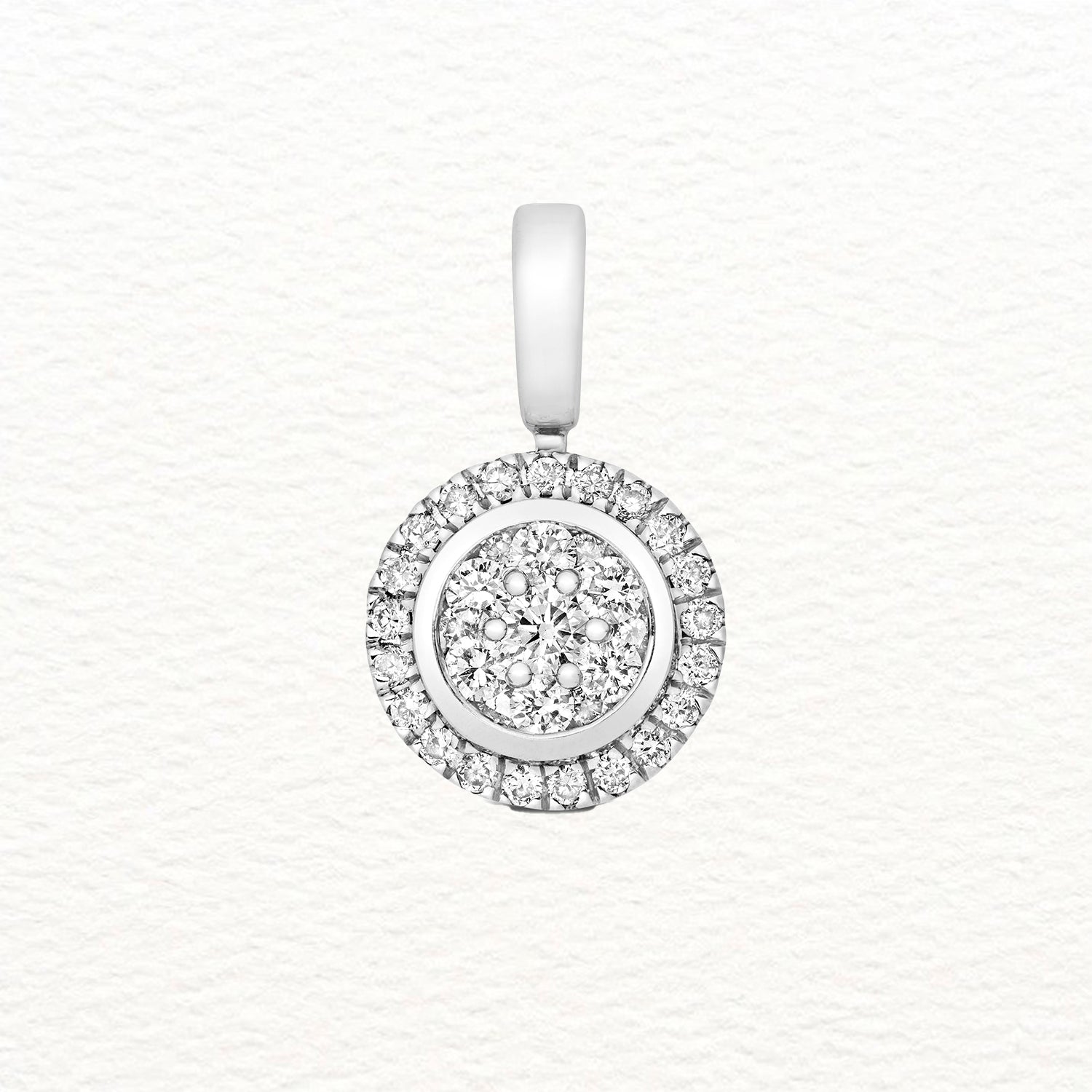 18K Gold and Diamond Illusion Cluster Round Pendant