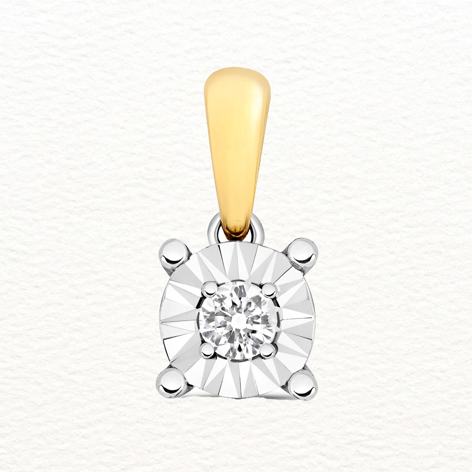 18K Gold and Diamond Two-Tone Illusion Round Pendant