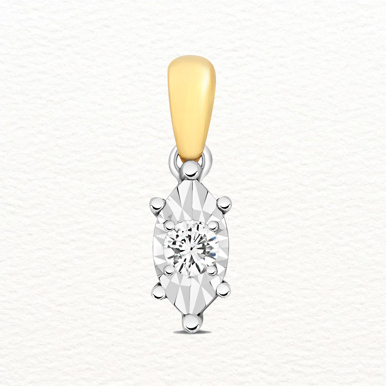 18K Gold and Diamond Two-Tone Illusion Marquise Pendant