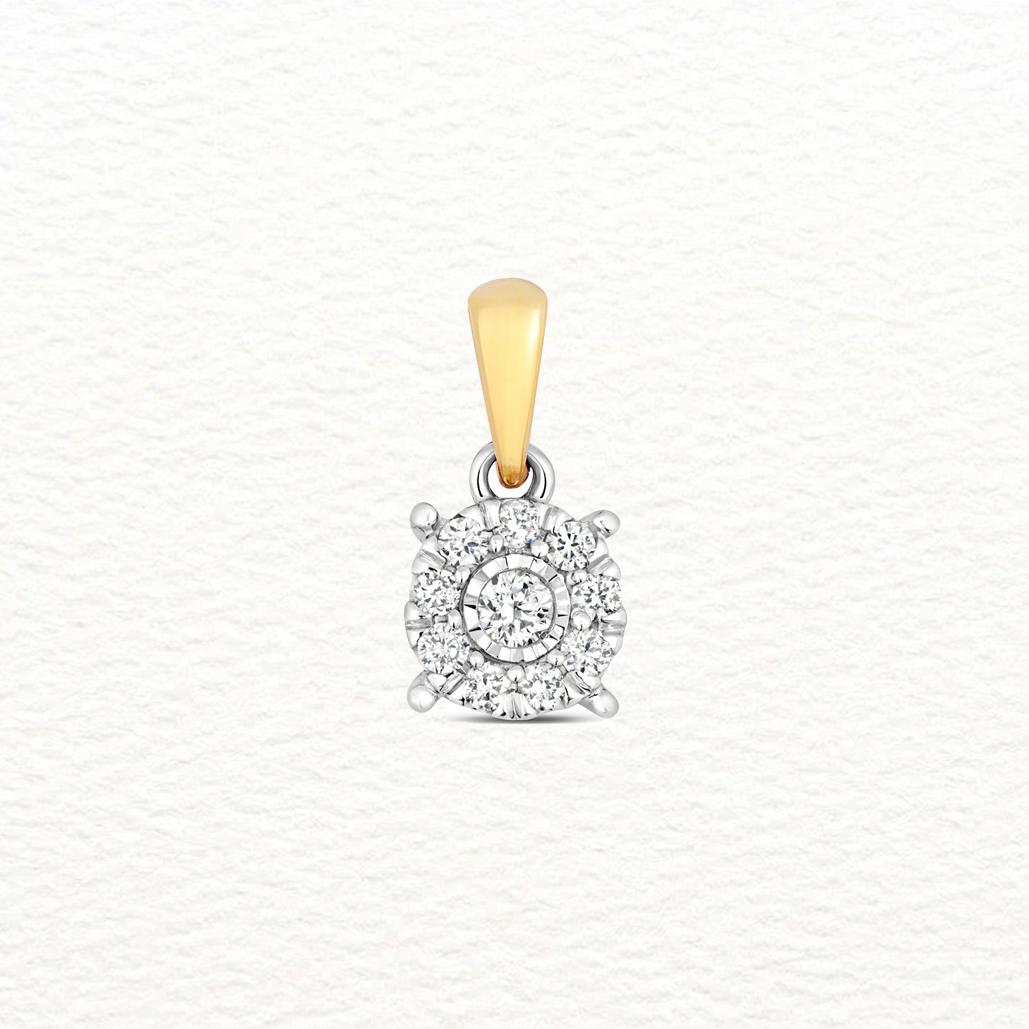 18K Gold and Diamond Illusion Round Cluster Pendant
