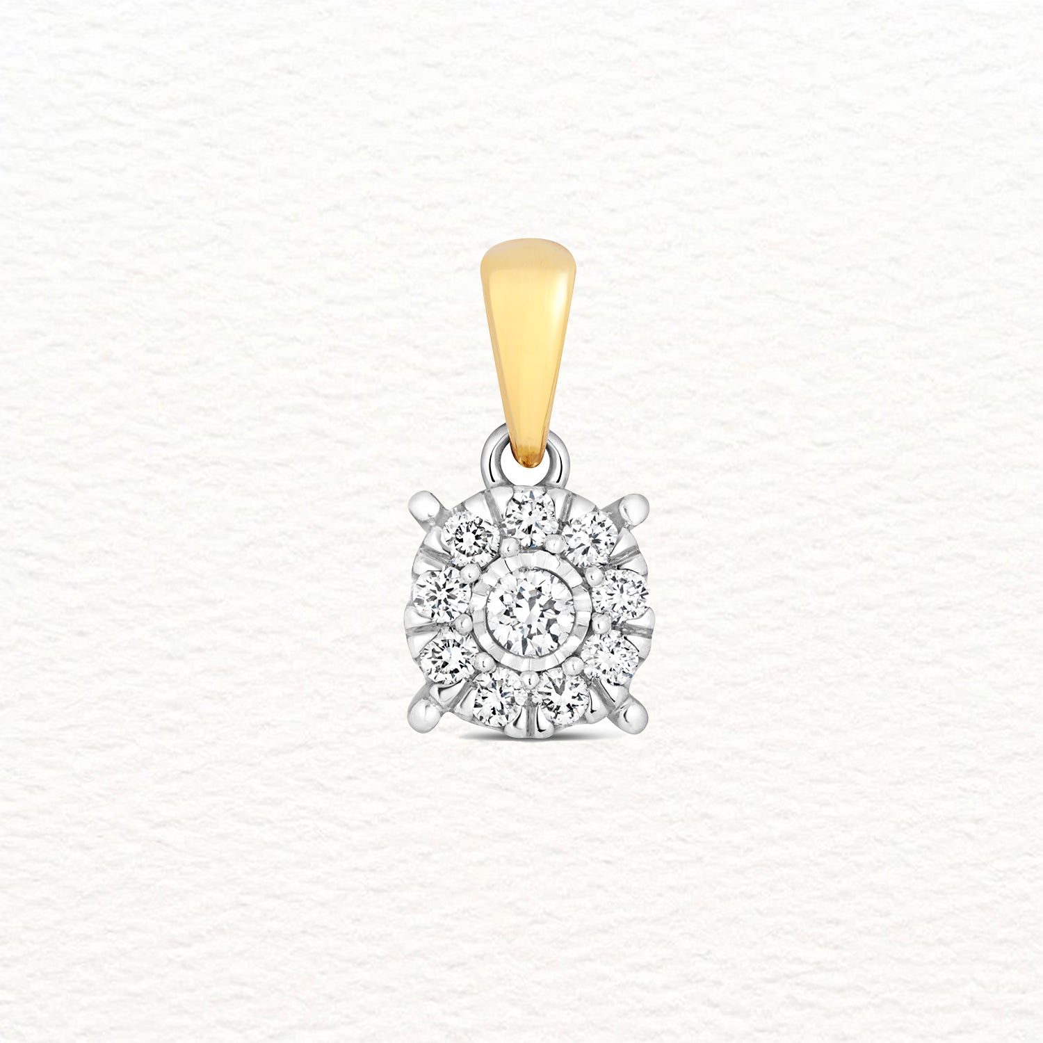 18K Gold and Diamond Illusion Round Cluster Pendant