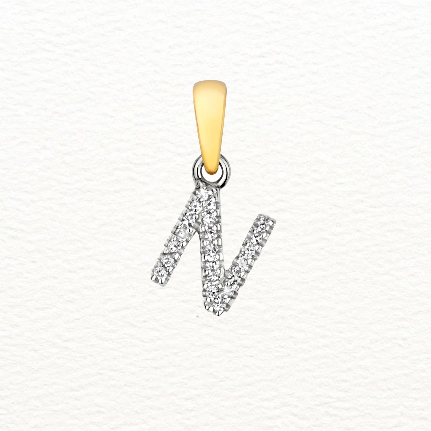 18K Gold and Diamond Small Initial Pendant