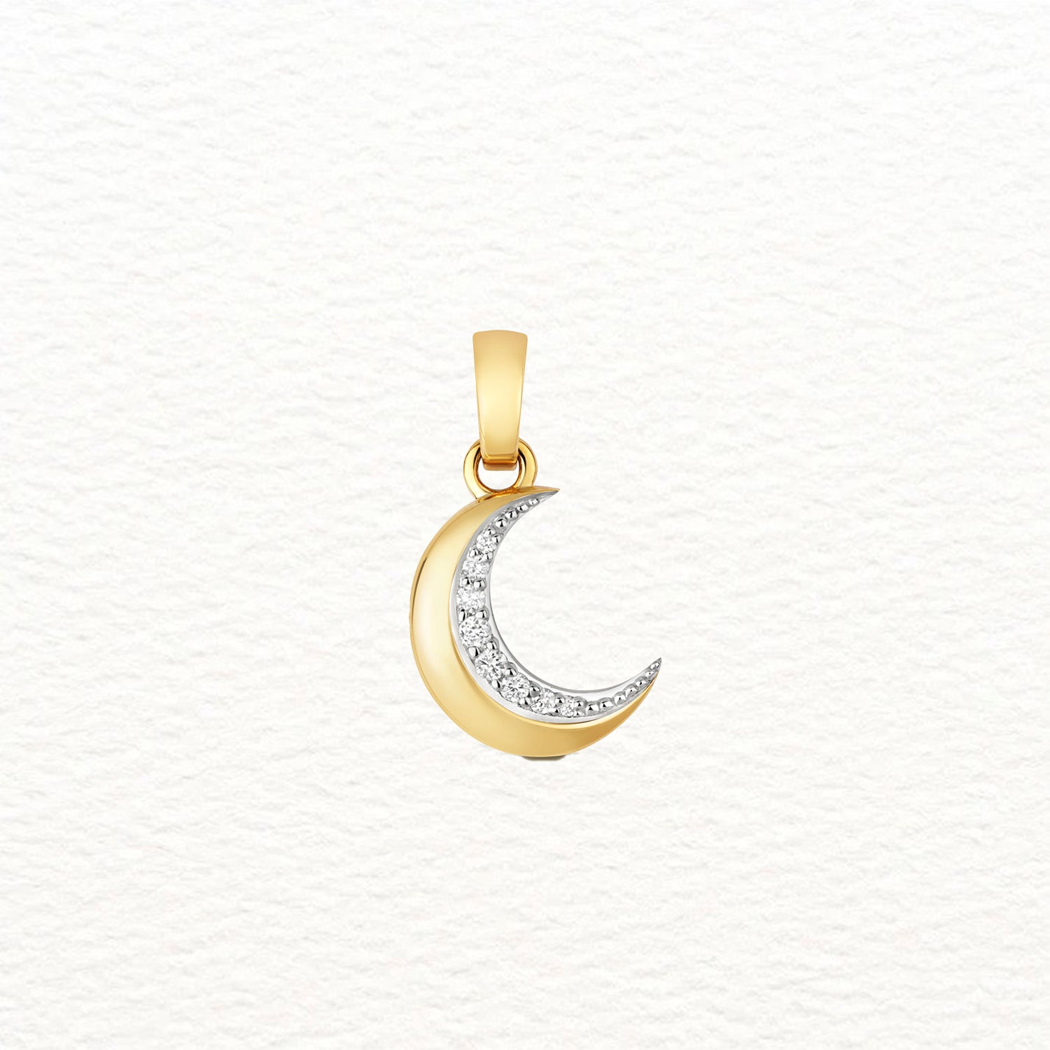 18K Gold and Diamond Crescent Moon Pendant