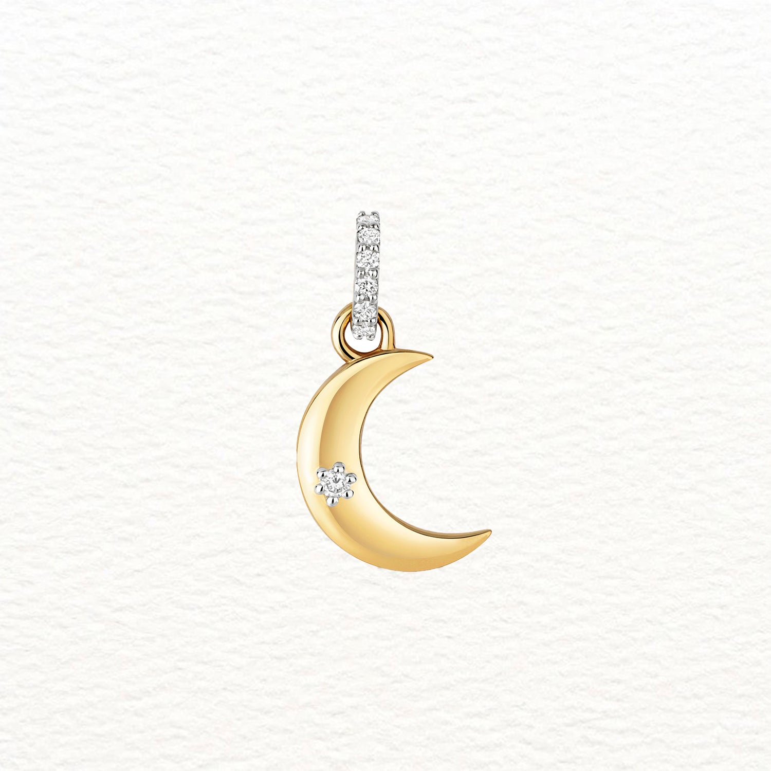 18K Gold and Diamond Crescent Moon Pendant
