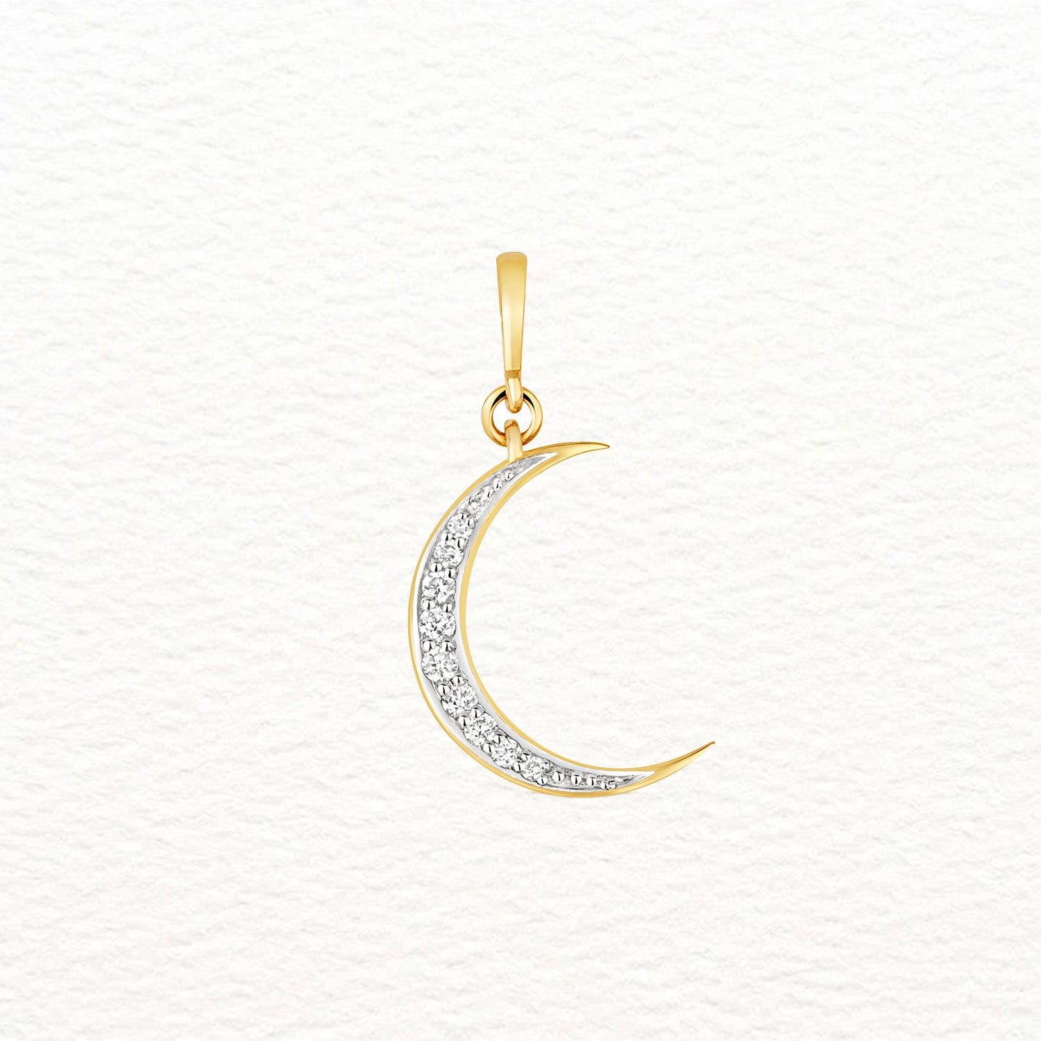 18K Gold and Diamond Crescent Moon Pendant