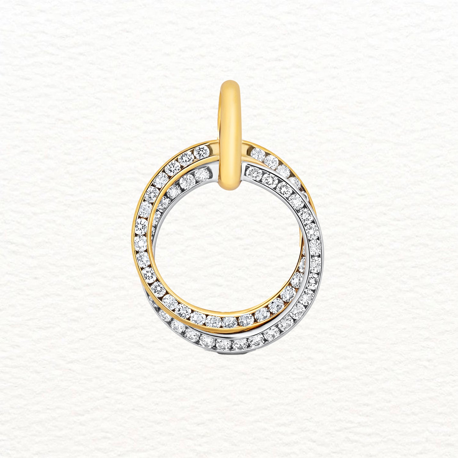 18K Gold and Diamond Overlapping Circles Pendant