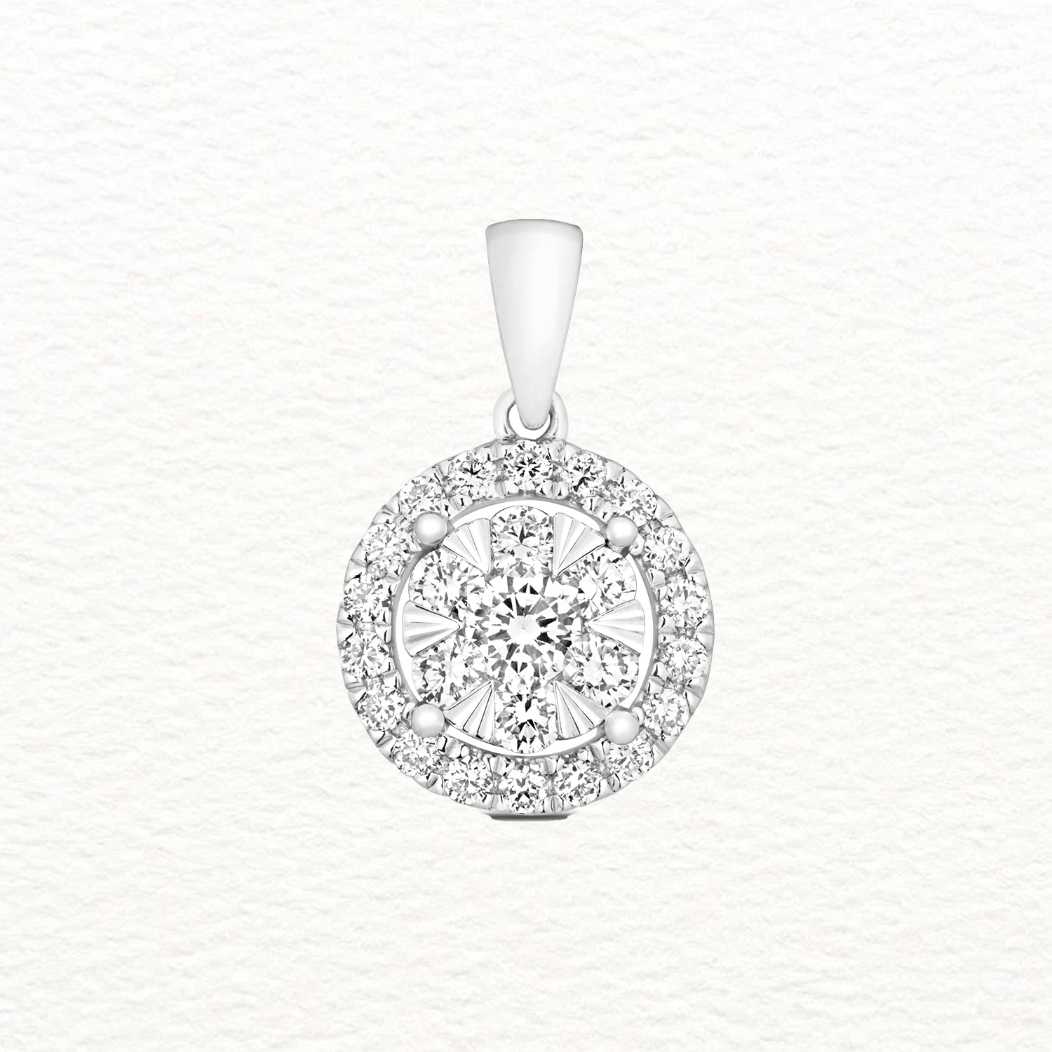 18K Gold and Diamond Halo Illusion Pendant