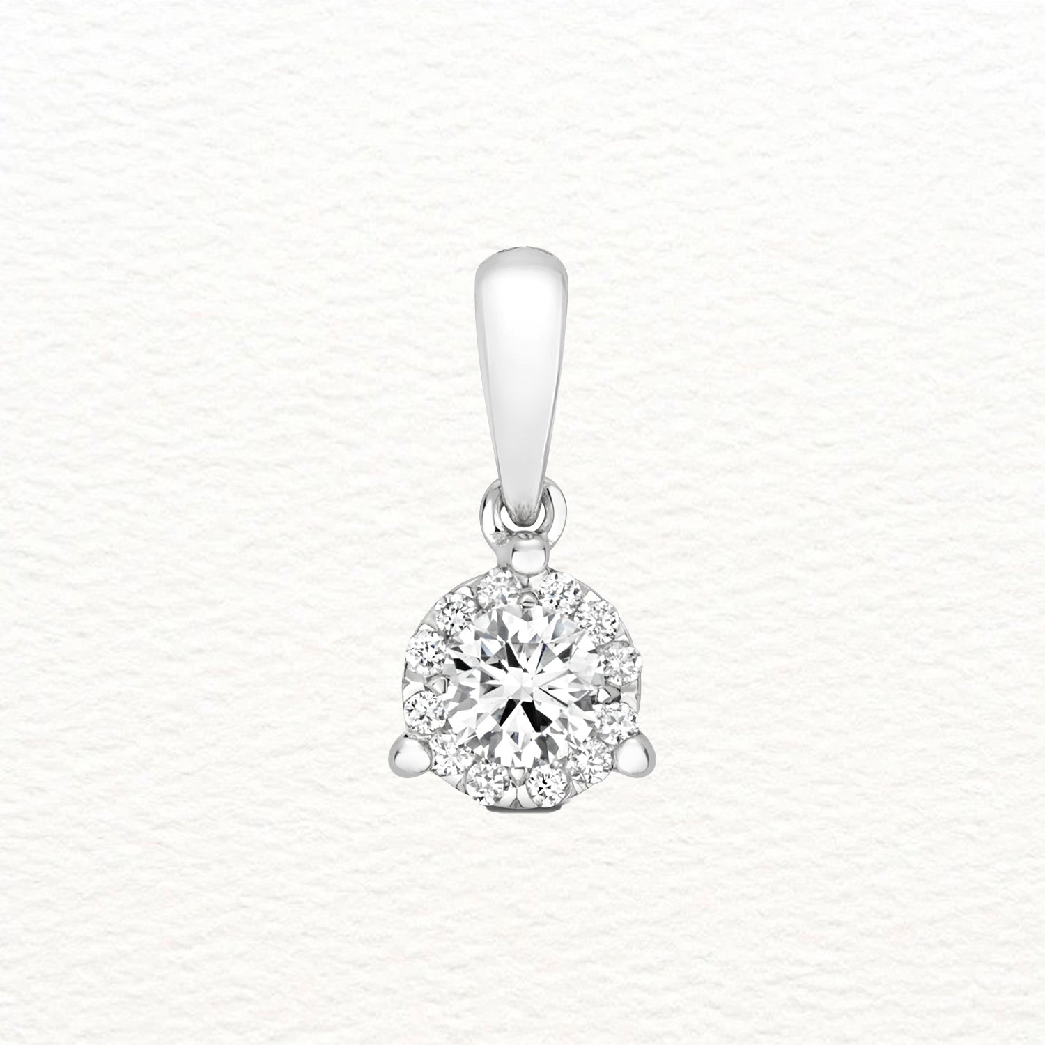 18K Gold and Diamond 3-Claw Halo Pendant